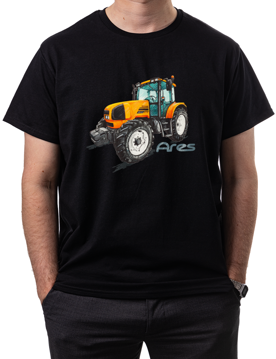 Renault Ares — koszulka (Kolor koszulki: czarny; Rozmiar: S (męska); Rodzaj nadruku: Renault Ares)