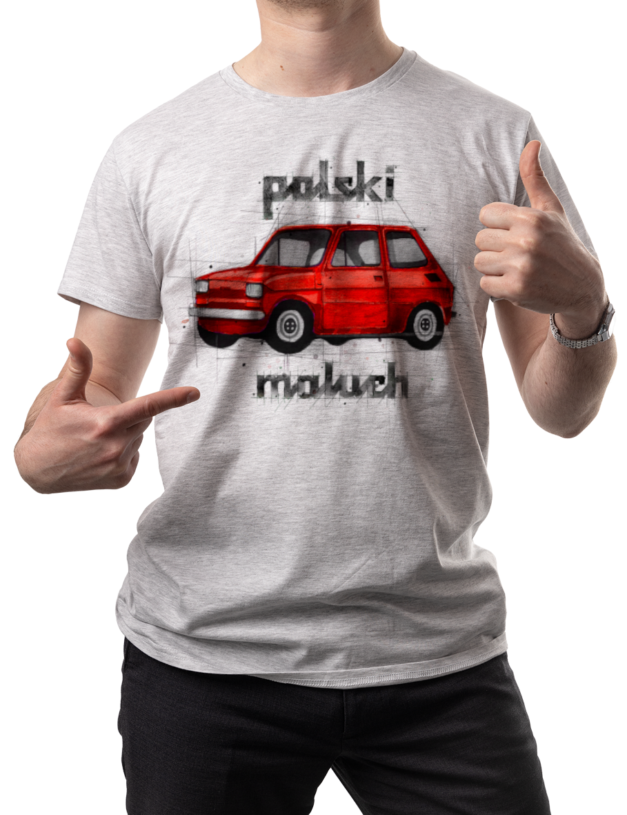 Maluch — koszulka (Kolor koszulki: jasnoszary melanż; Rozmiar: 5XL (męska); Rodzaj nadruku: Maluch)