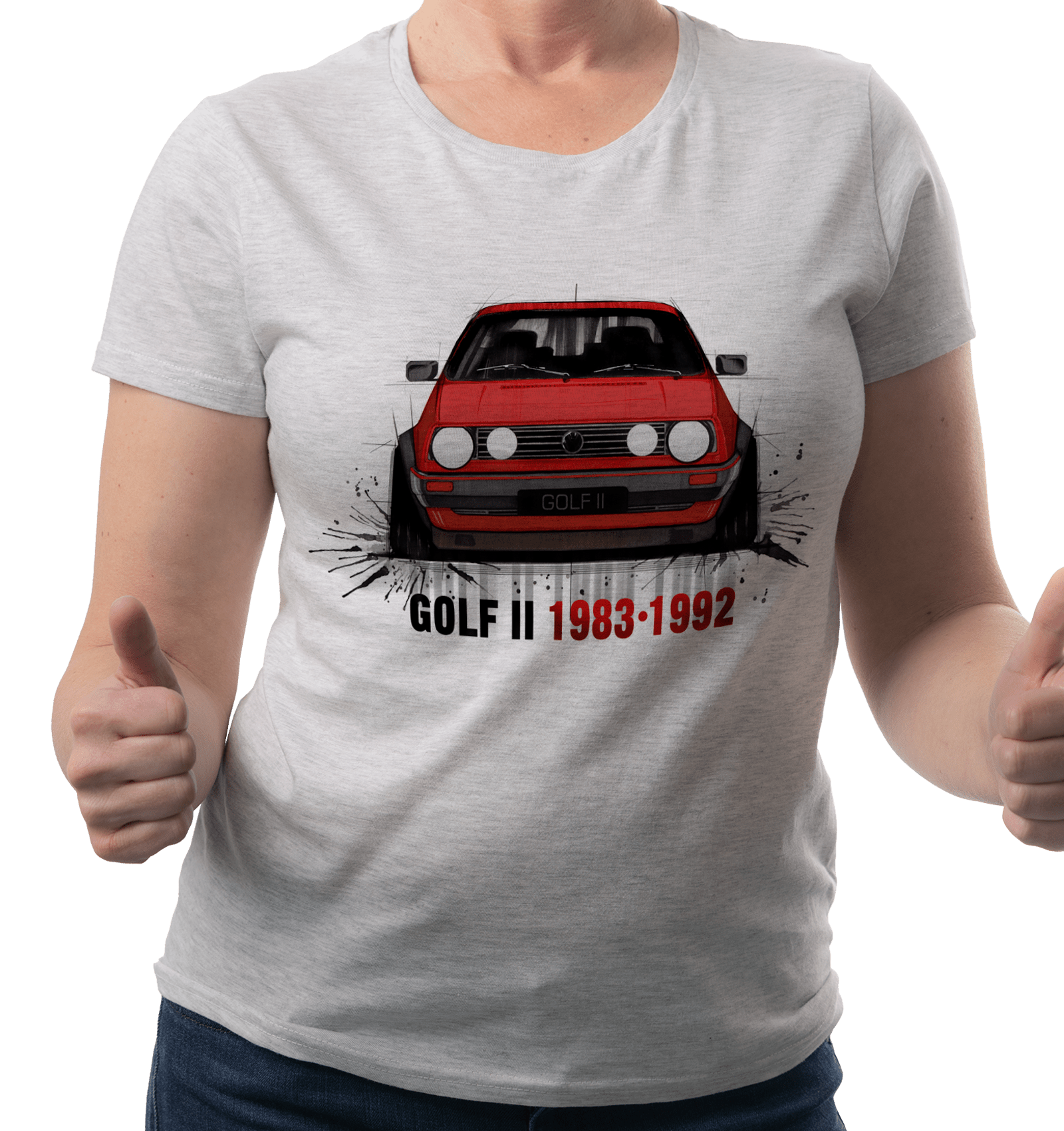 Golf II — koszulka (Kolor koszulki: jasnoszary melanż; Rozmiar: M (damska); Rodzaj nadruku: Golf II)