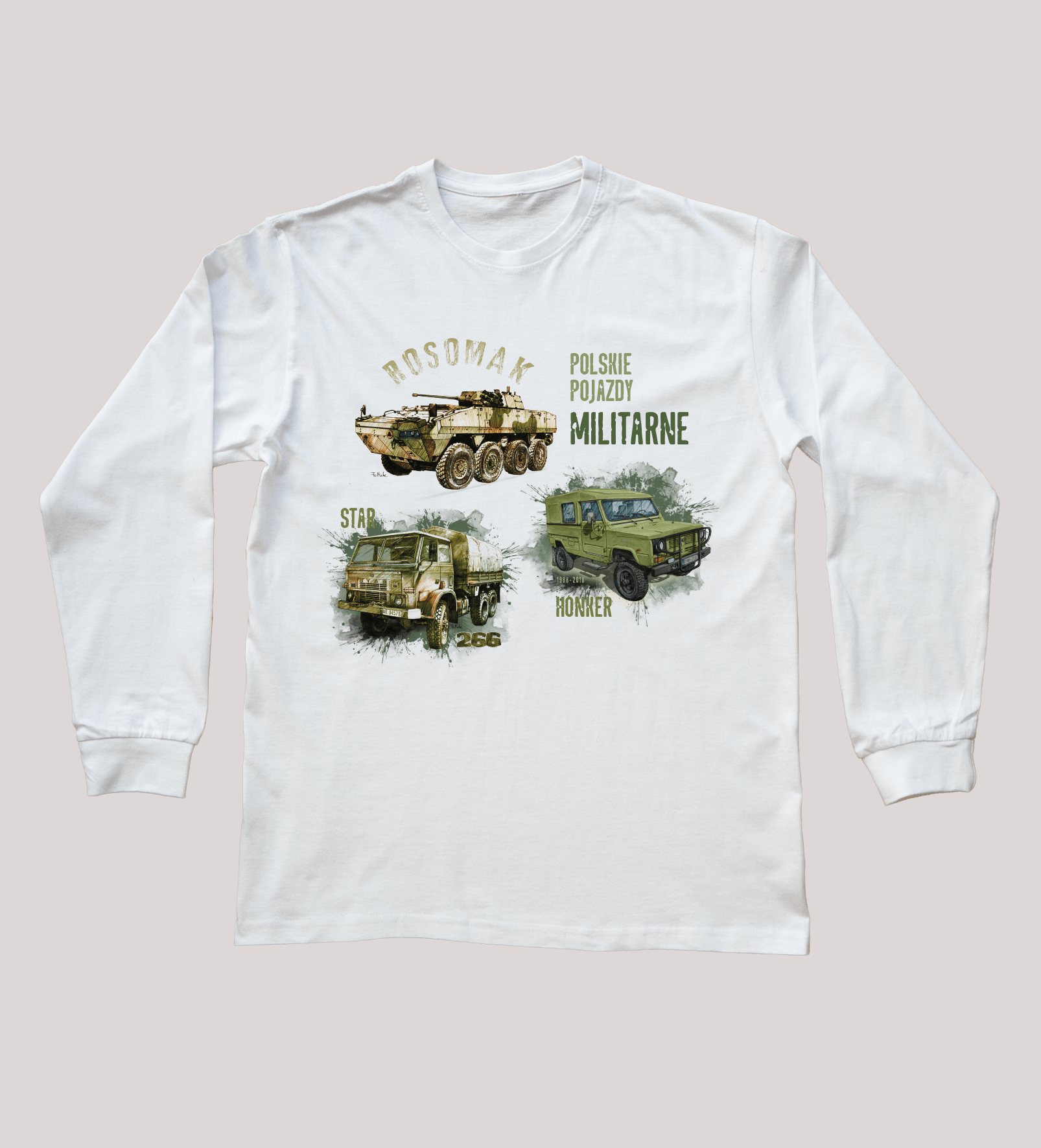 Bluzka z długim rękawem dla fana militariów (Rozmiar: 3XL (dorosła); Kolor koszulki: biały; Rodzaj nadruku: MILMIX)