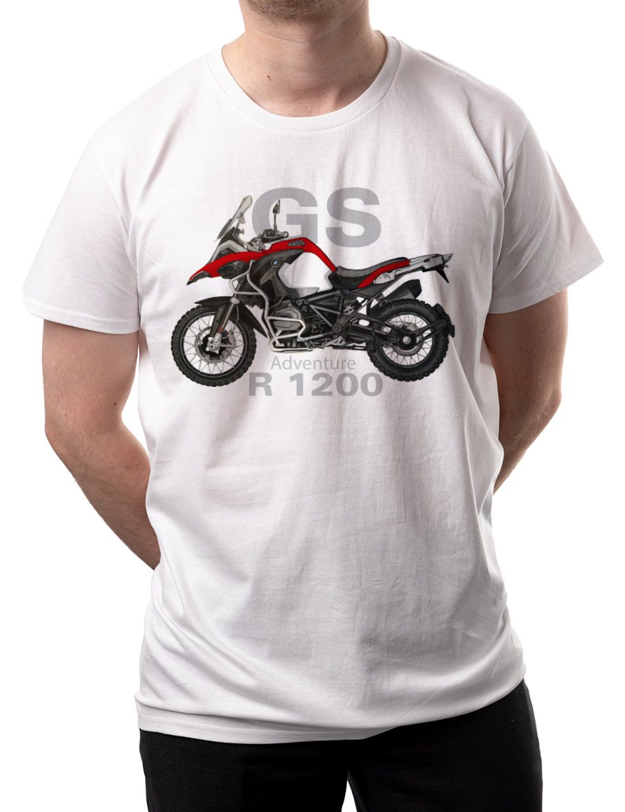 BMW GS — koszulka (Kolor koszulki: biały; Rozmiar: 4XL (męska); Rodzaj nadruku: BMW GS)