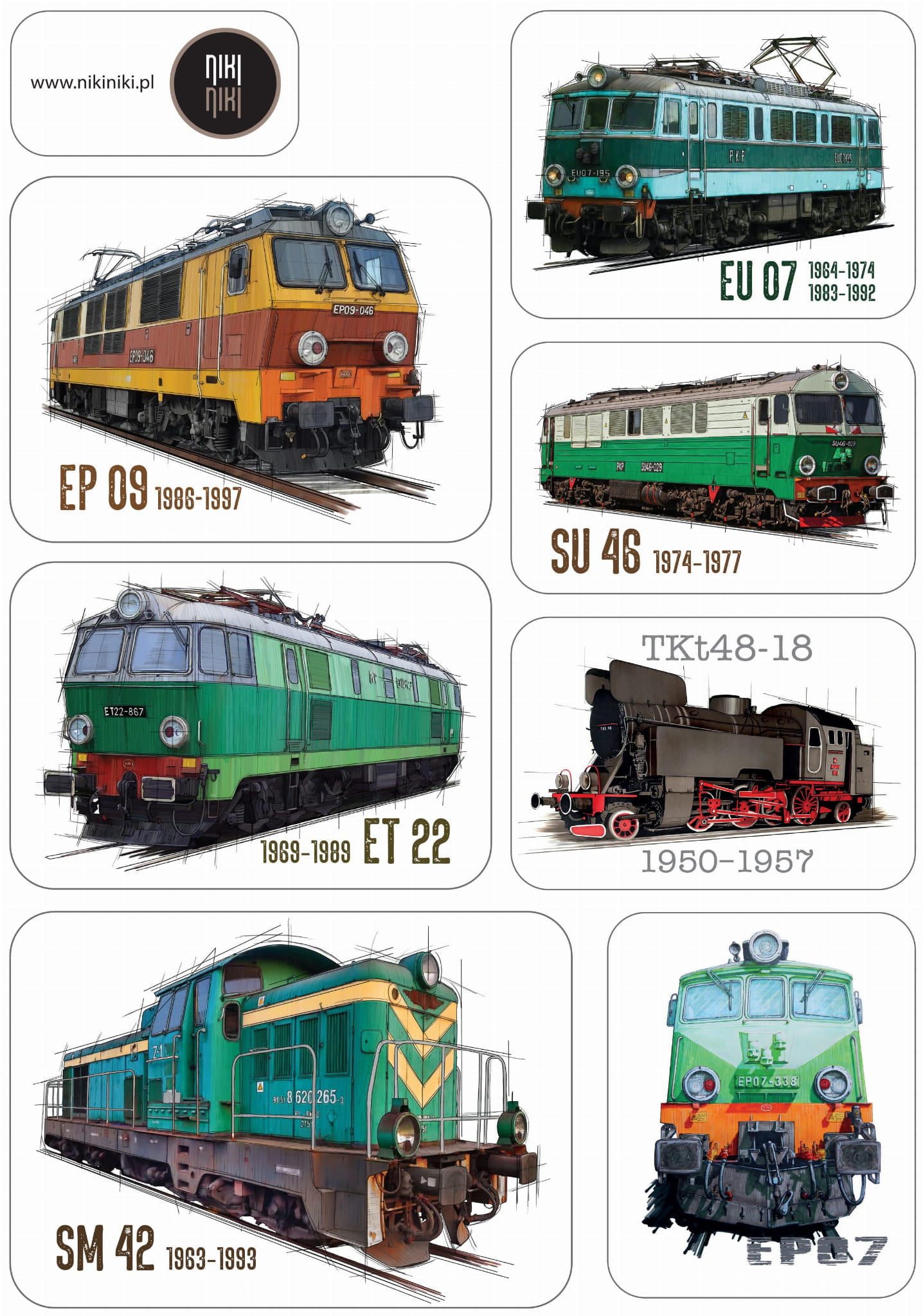 Lokomotywy — zestaw naklejek