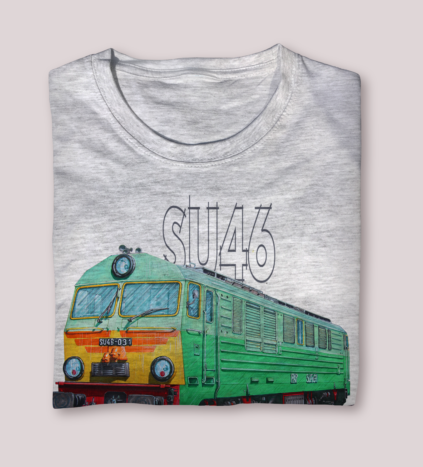 SU46 — koszulka (Kolor koszulki: jasnoszary melanż; Rozmiar: 3 - 4 lata; Rodzaj nadruku: SU46)