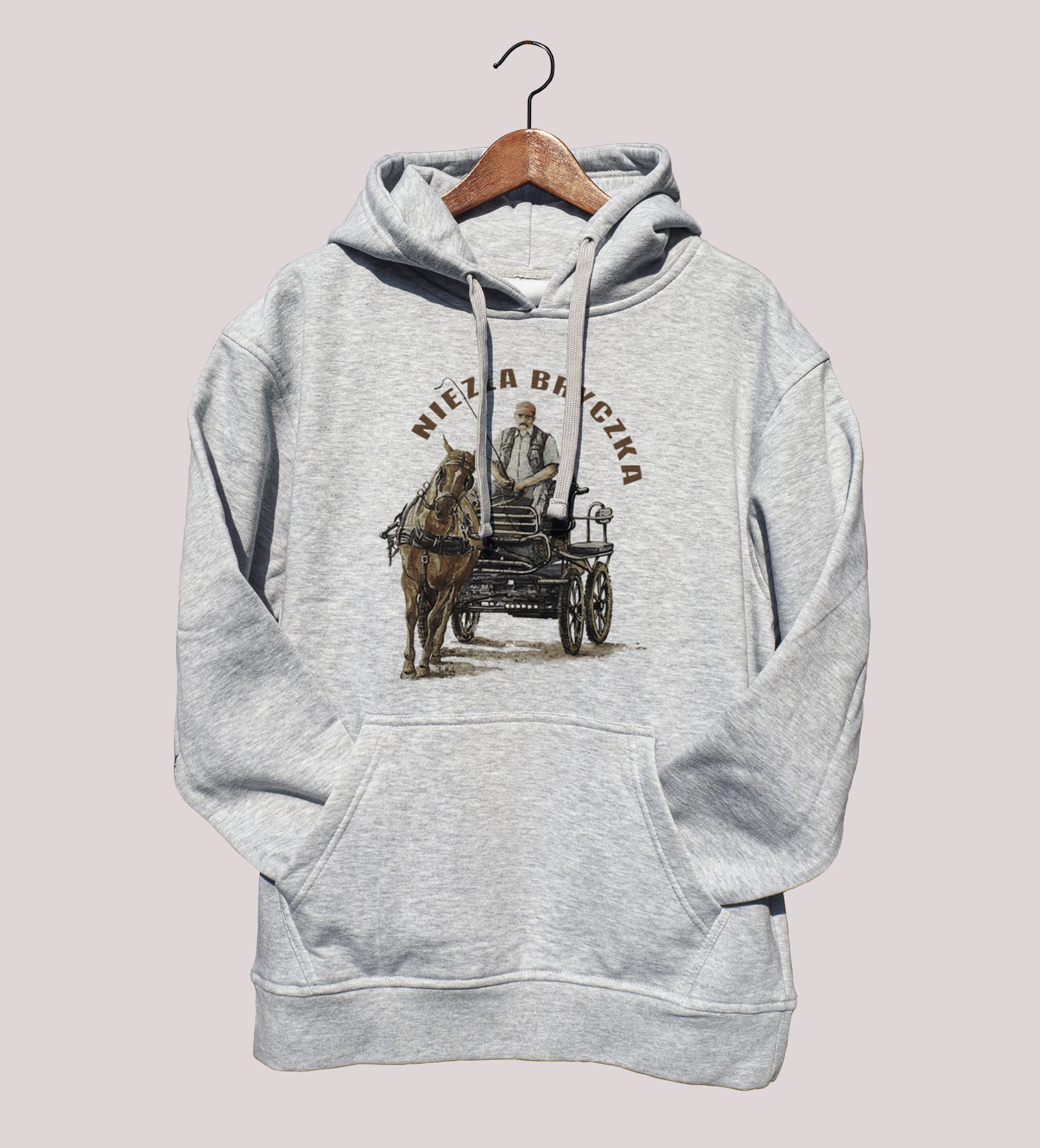 Bryczka — bluza (Rozmiar: XXL; Kolor bluzy: szary; Rodzaj nadruku: Bryczka)