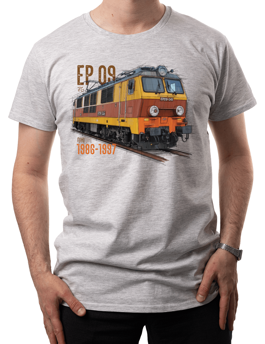 EP09 Dziewiątka — koszulka (Kolor koszulki: jasnoszary melanż; Rozmiar: S (męska); Rodzaj nadruku: EP09 Dziewiątka)