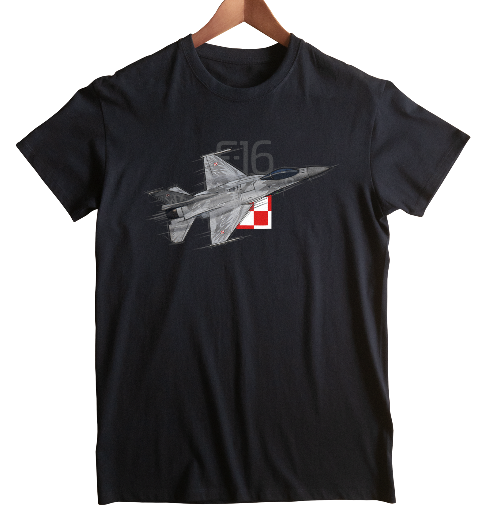 F-16 — koszulka (Kolor koszulki: czarny; Rozmiar: XS (męska); Rodzaj nadruku: F-16)