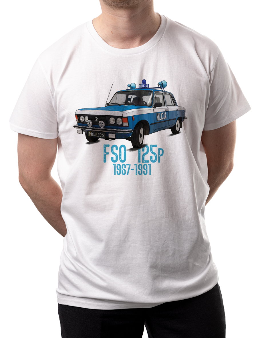 FSO 125p MO — koszulka (Kolor koszulki: biały; Rozmiar: M (męska); Rodzaj nadruku: FSO 125p MO — Milicja)