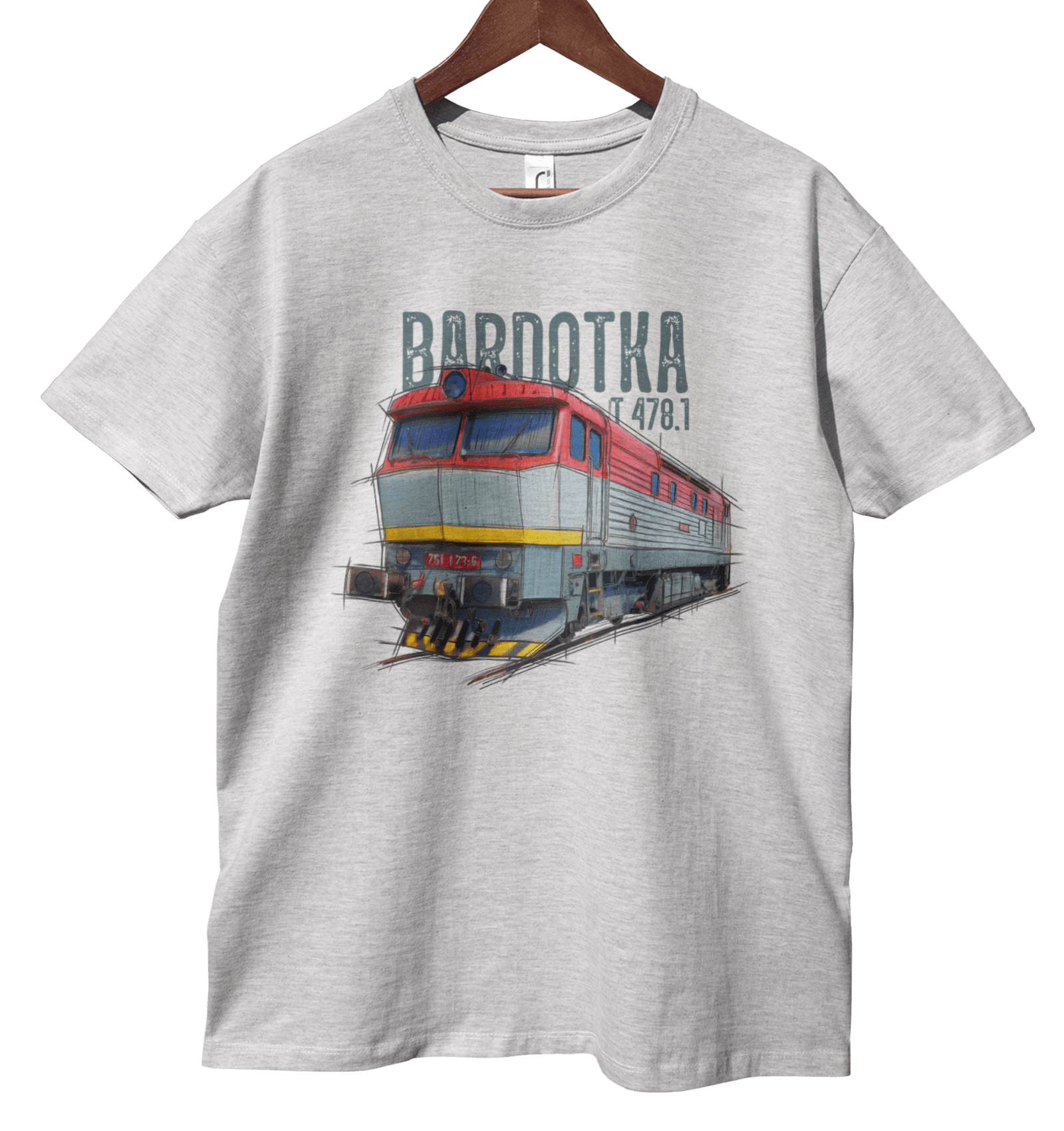 Bardotka — koszulka (Kolor koszulki: jasnoszary melanż; Rozmiar: L (męska); Rodzaj nadruku: Bardotka)