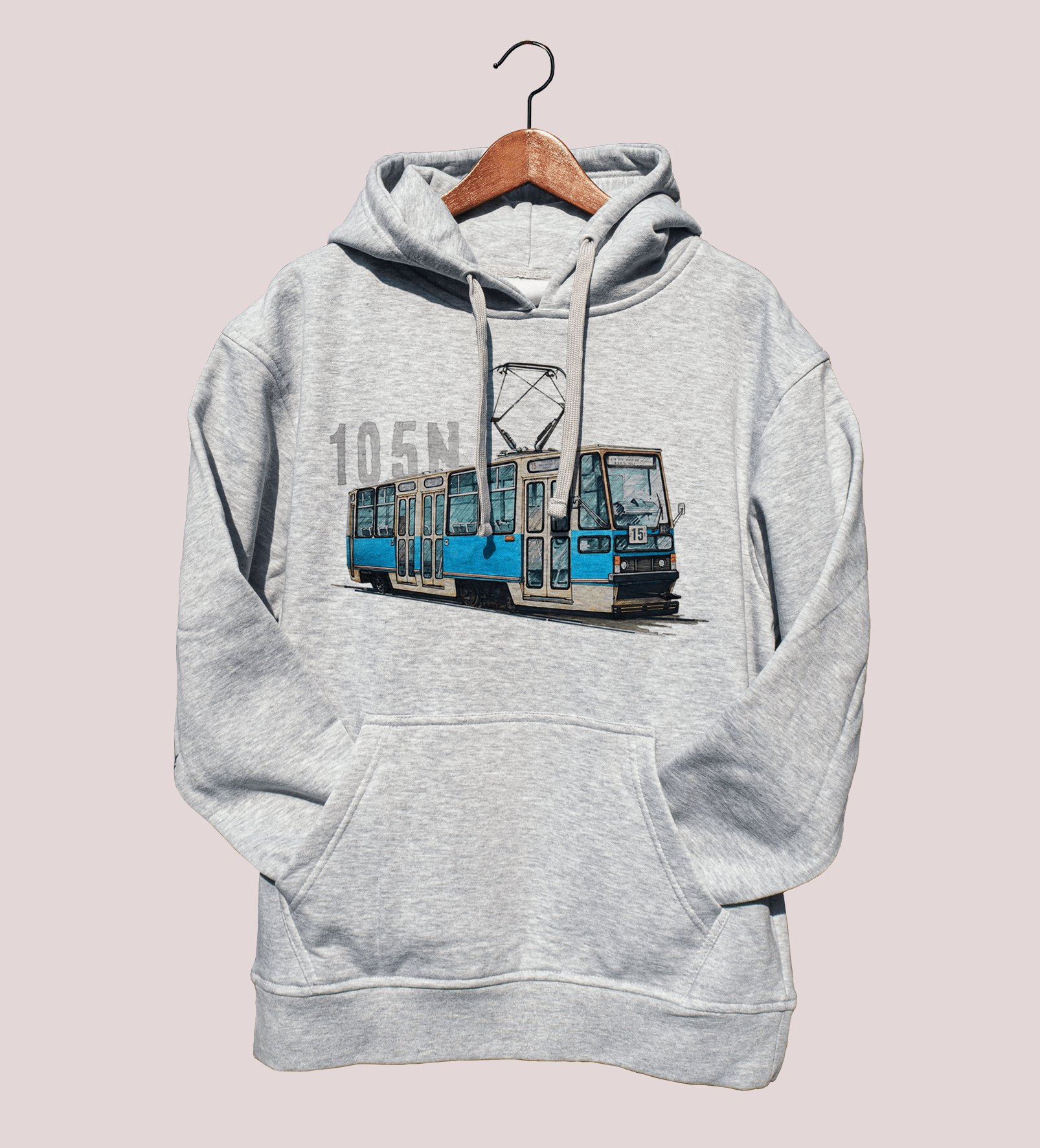 Konstal 105N — bluza (Rozmiar: 5 - 6 lat; Kolor bluzy: szary; Rodzaj nadruku: Konstal 105N)