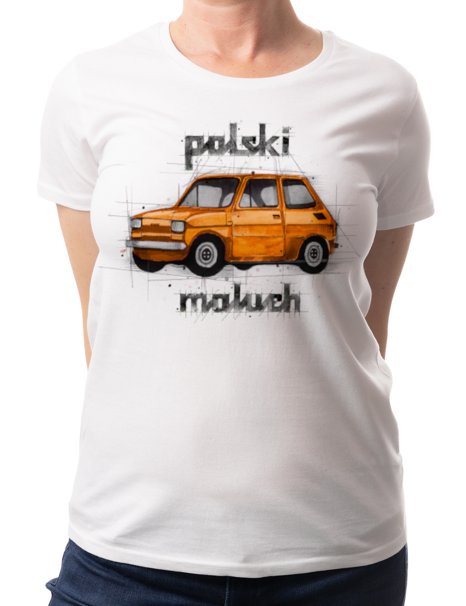 Maluch — koszulka (Kolor koszulki: biały; Rozmiar: L (damska); Rodzaj nadruku: Maluch)