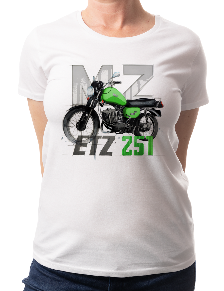 MZ ETZ 251 — koszulka (Kolor koszulki: biały; Rozmiar: XXL (damska); Rodzaj nadruku: MZ ETZ 251)