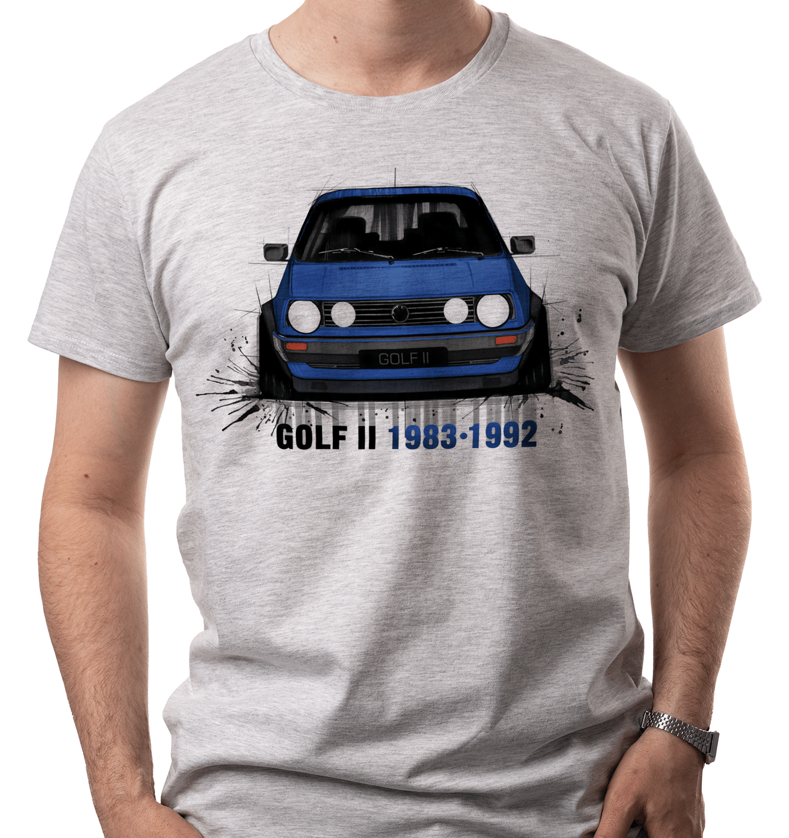 Golf II — koszulka (Kolor koszulki: jasnoszary melanż; Rozmiar: 7 - 8 lat; Rodzaj nadruku: Golf II)