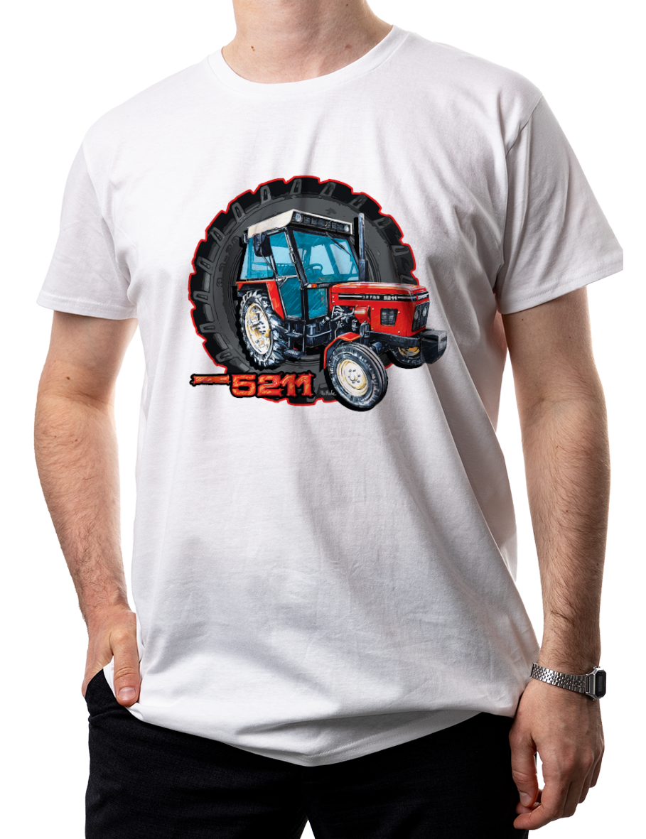 Zetor 5211 — koszulka (Kolor koszulki: biały; Rozmiar: XXL (męska); Rodzaj nadruku: Zetor 5211)