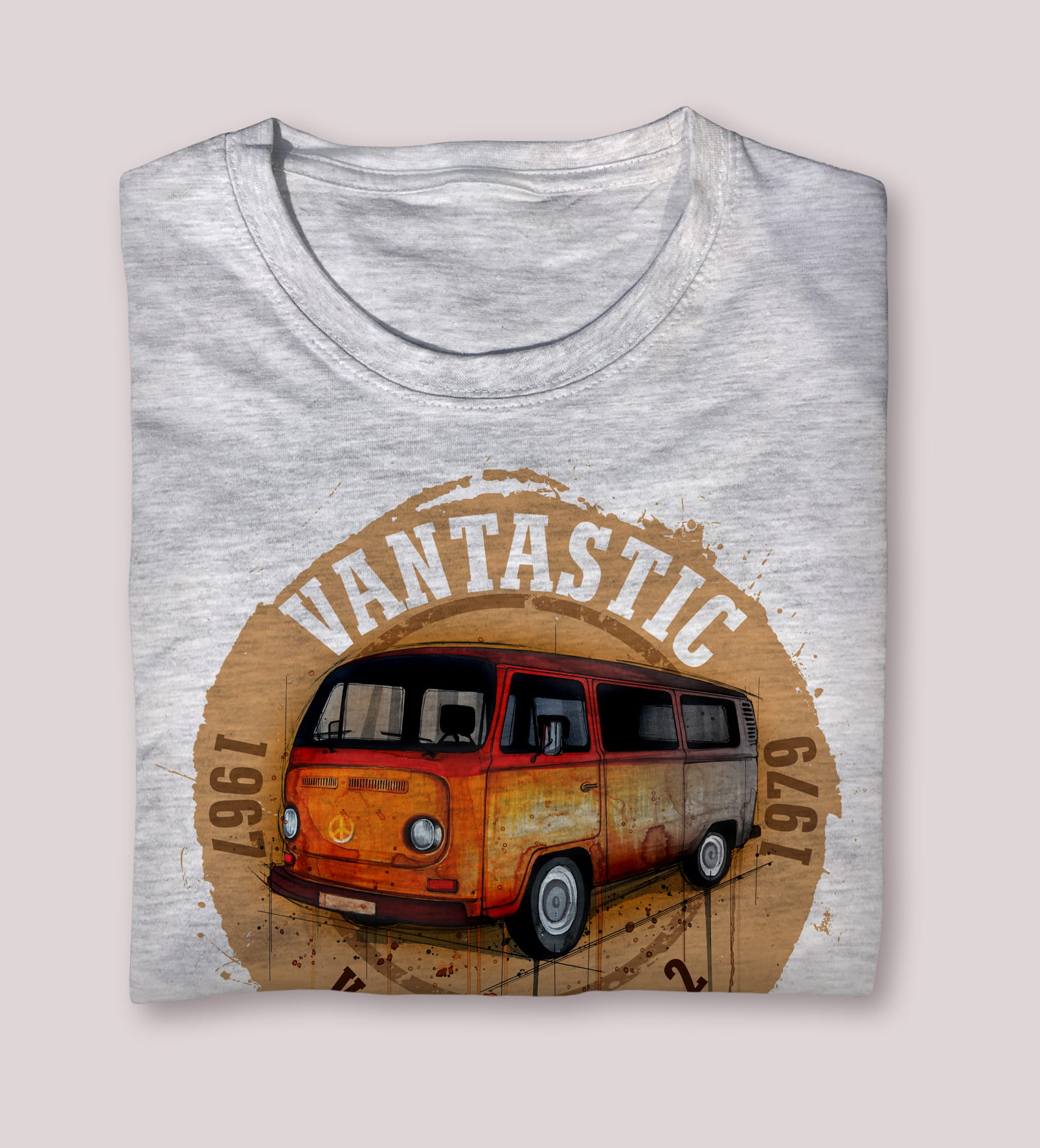 VW T2 — koszulka (Kolor koszulki: jasnoszary melanż; Rozmiar: 7 - 8 lat; Rodzaj nadruku: VW T2)