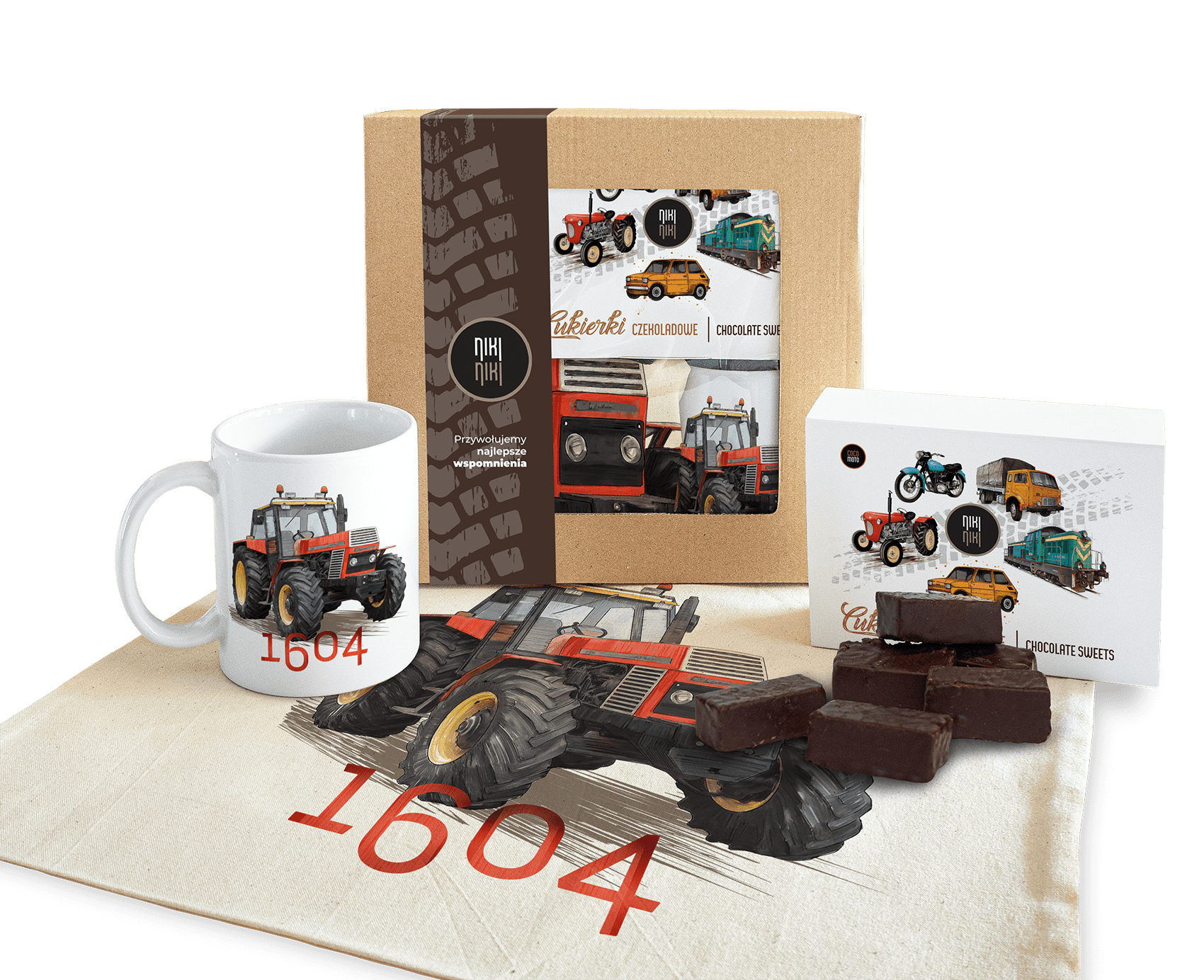 Ursus 1604 — paczka (Zawartość paczki: koszulka, torba, kubek, słodycze; Rozmiar koszulki / bluzy: L (damska); Kolor koszulki / bluzy: biały; Rodzaj n