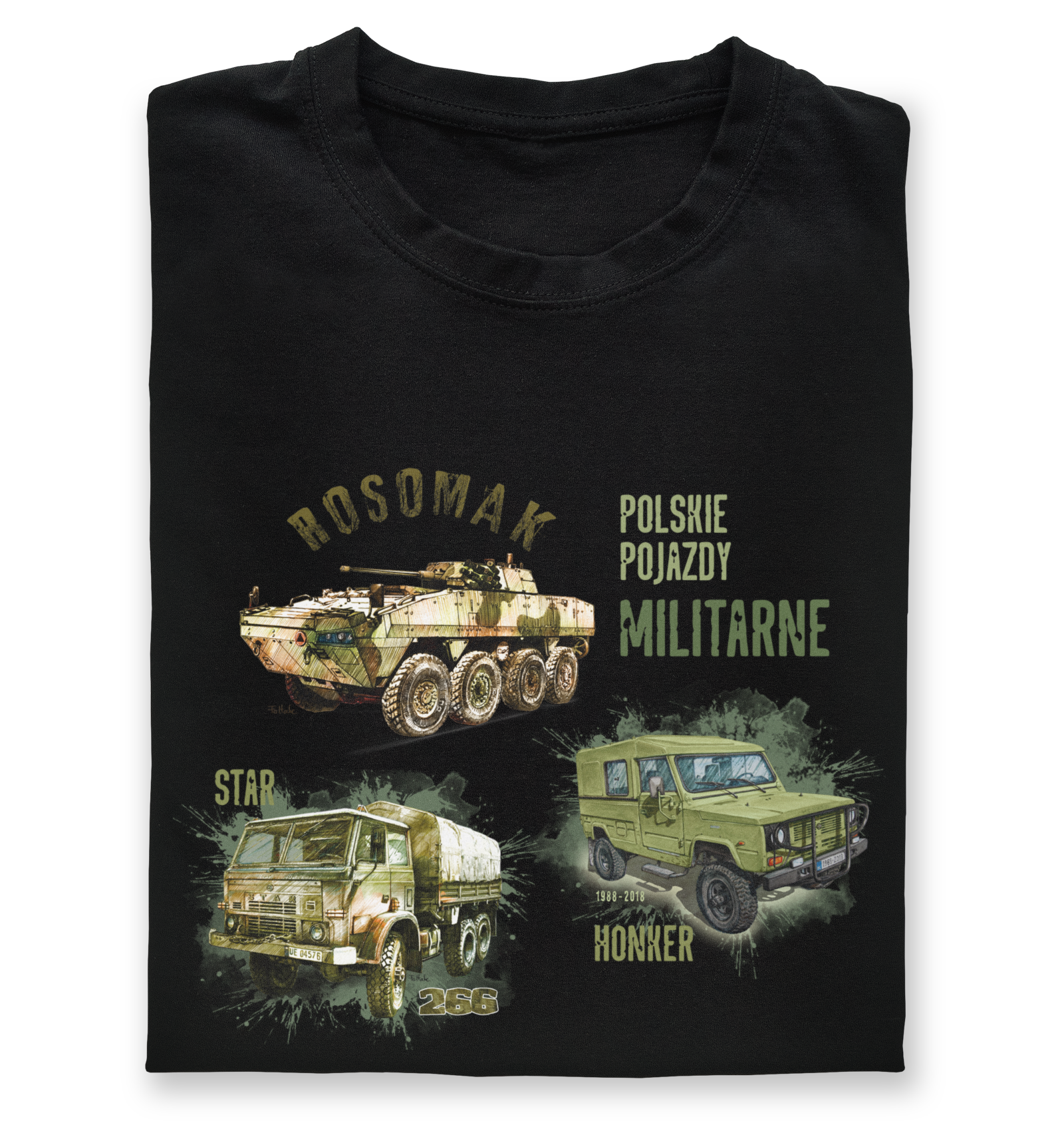 Koszulka dla fana militariów (Kolor koszulki: czarny; Rozmiar: 5 - 6 lat; Rodzaj nadruku: MILMIX)