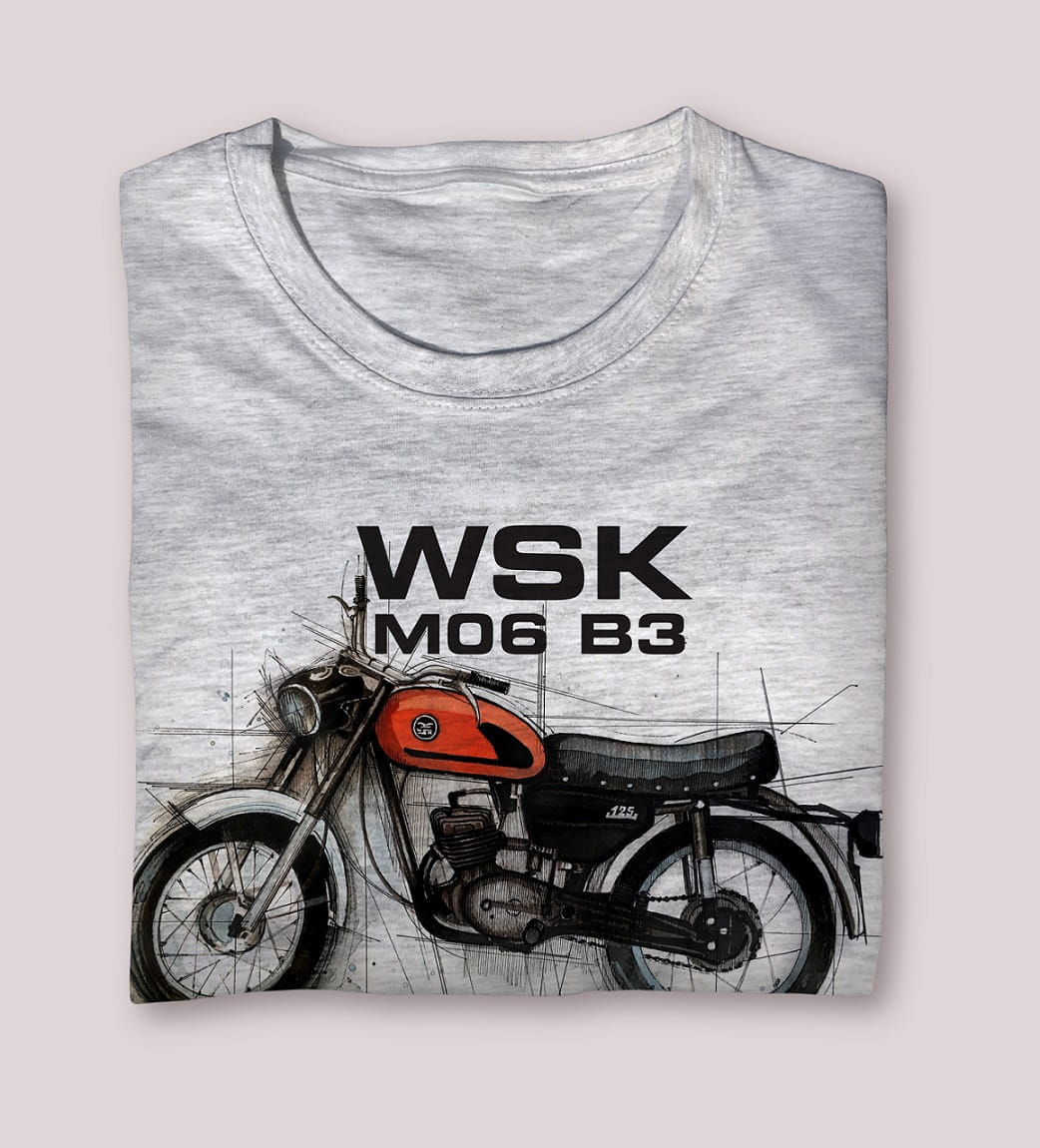 WSK — koszulka (Kolor koszulki: jasnoszary melanż; Rozmiar: 3XL (męska); Rodzaj nadruku: WSK)