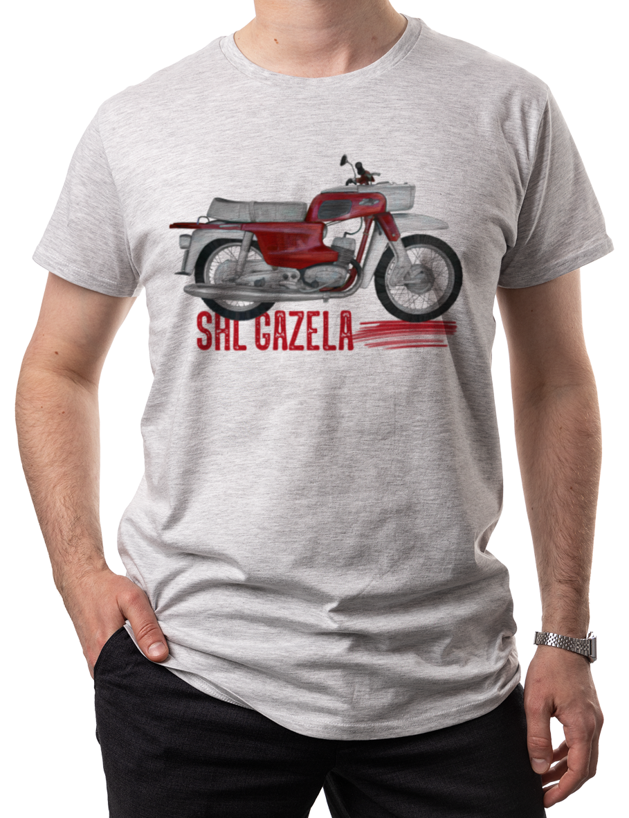 SHL M17 Gazela — koszulka (Kolor koszulki: jasnoszary melanż; Rozmiar: 4XL (męska); Rodzaj nadruku: SHL M17 Gazela)