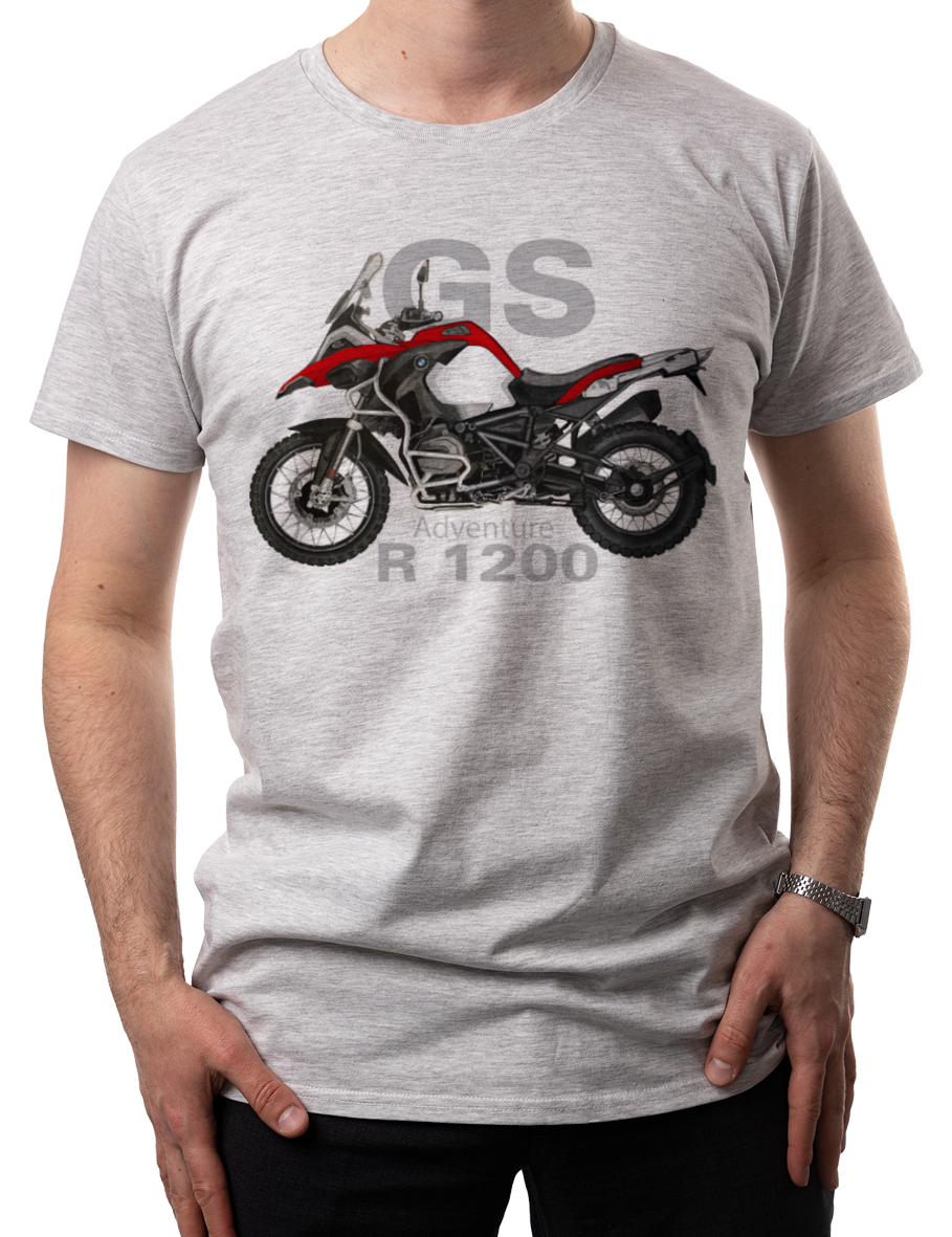 BMW GS — koszulka (Kolor koszulki: jasnoszary melanż; Rozmiar: 3XL (męska); Rodzaj nadruku: BMW GS)