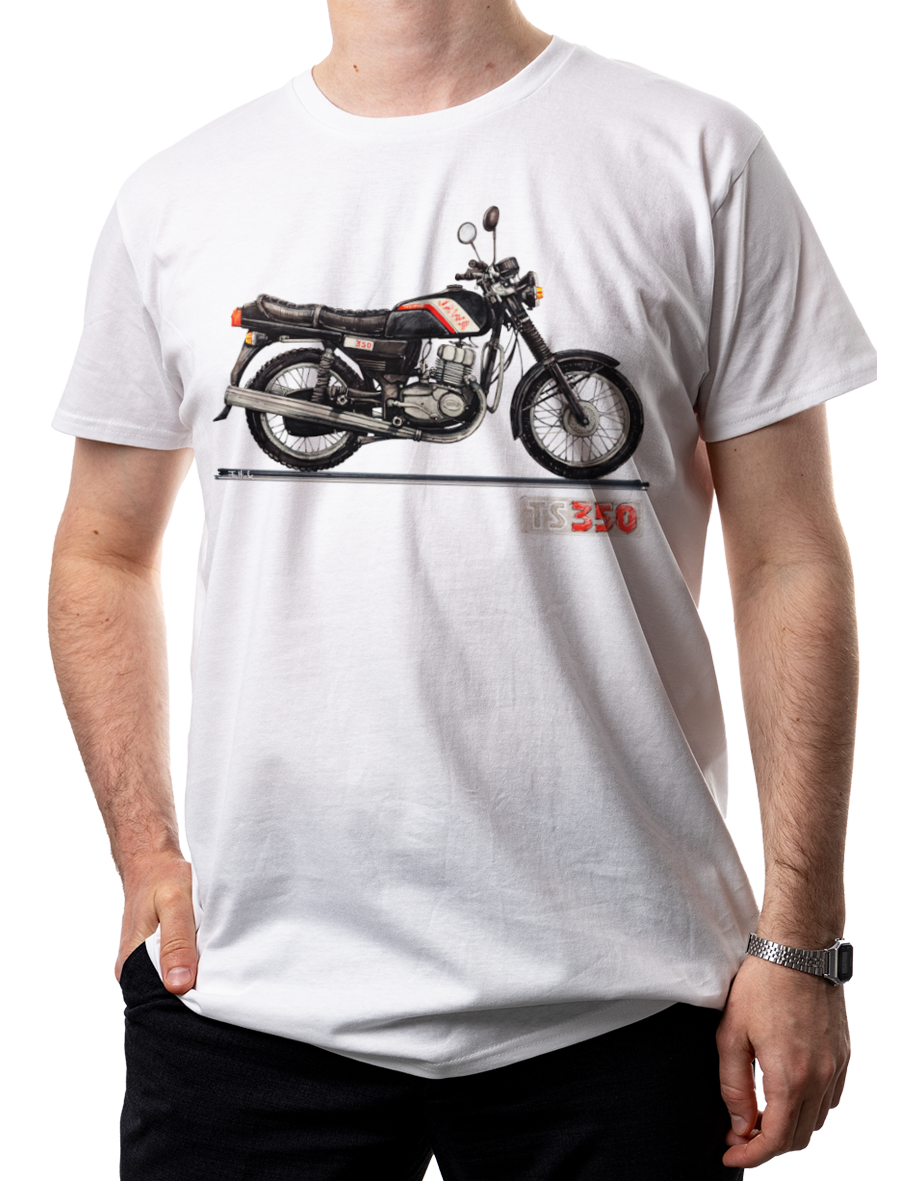 Jawa — koszulka (Kolor koszulki: biały; Rozmiar: 3XL (męska); Rodzaj nadruku: Jawa)