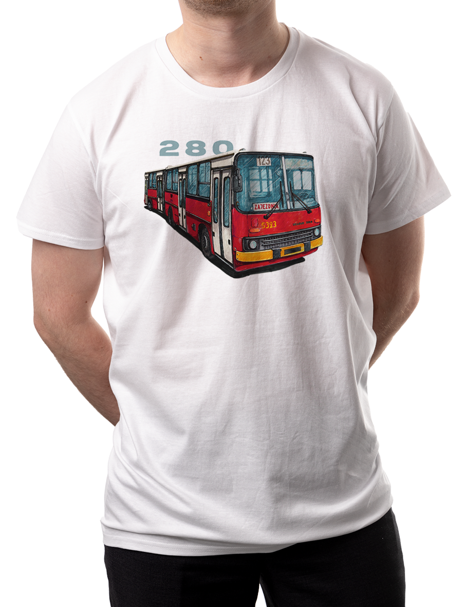 Ikarus 280 — koszulka (Kolor koszulki: biały; Rozmiar: S (męska); Rodzaj nadruku: Ikarus 280)