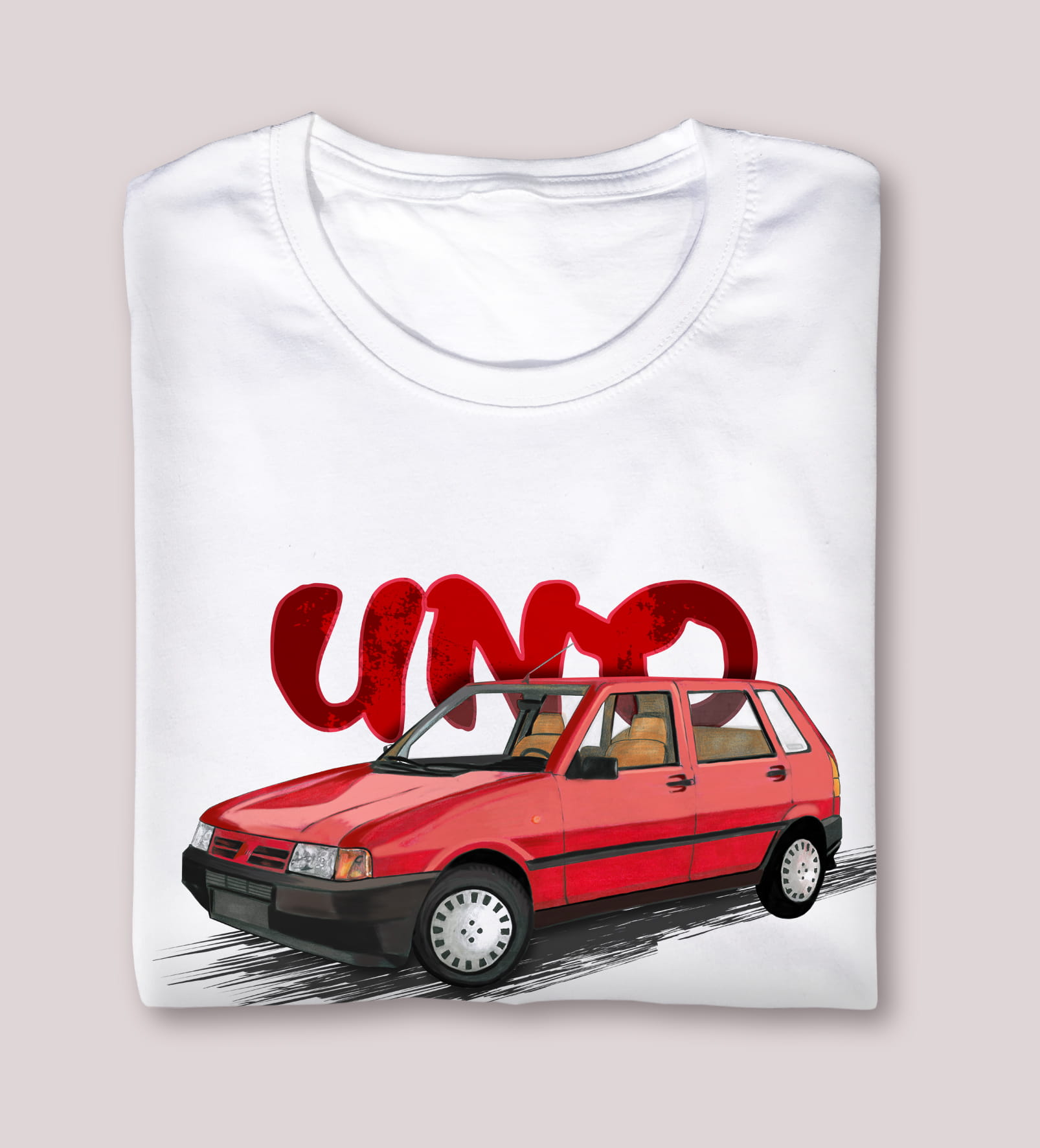 Fiat Uno — koszulka (Kolor koszulki: biały; Rozmiar: 9 - 11 lat; Rodzaj nadruku: Fiat Uno)