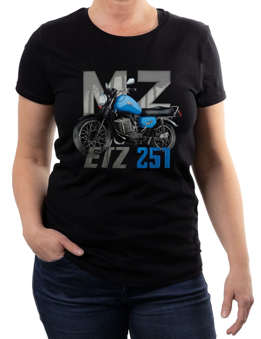 MZ ETZ 251 — koszulka (Kolor koszulki: czarny; Rozmiar: XL (damska); Rodzaj nadruku: MZ ETZ 251)