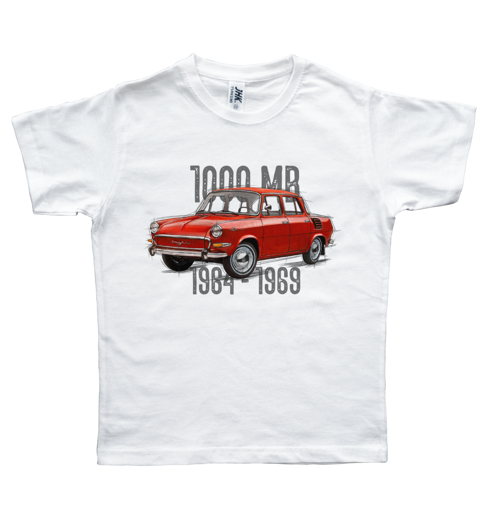 Škoda 1000 MB — koszulka (Kolor koszulki: biały; Rozmiar: 7 - 8 lat; Rodzaj nadruku: Škoda 1000 MB)