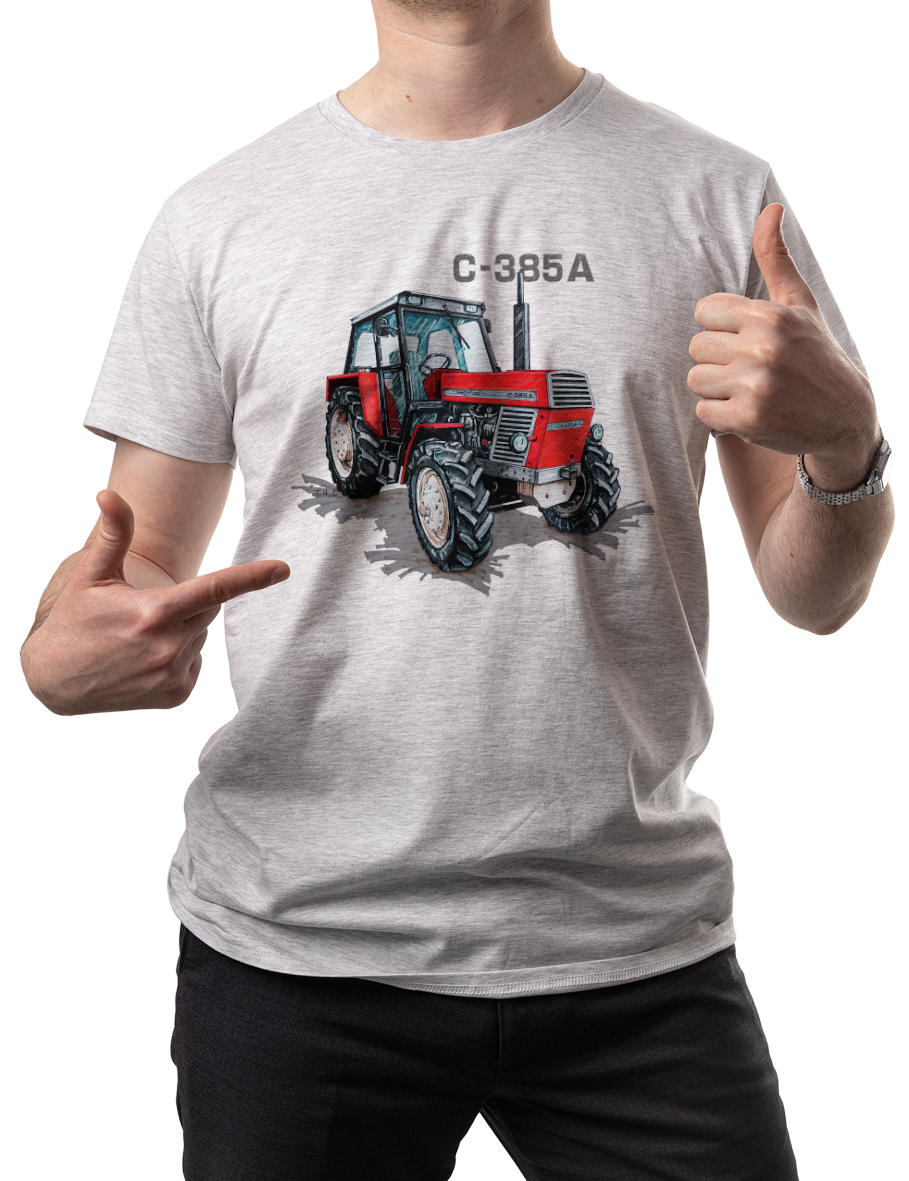 Ursus C-385A — koszulka (Kolor koszulki: jasnoszary melanż; Rozmiar: XXL (męska); Rodzaj nadruku: Ursus C-385A)