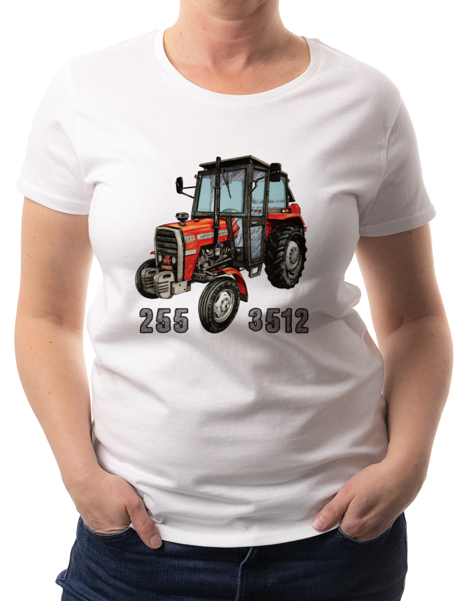 Massey Ferguson — koszulka (Kolor koszulki: biały; Rozmiar: M (damska); Rodzaj nadruku: Massey Ferguson)