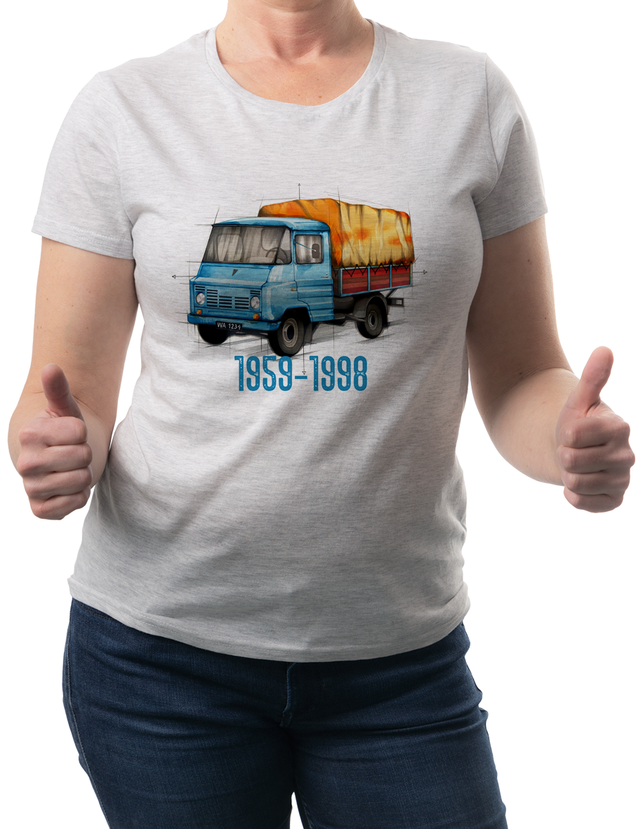 Żuk — koszulka (Kolor koszulki: jasnoszary melanż; Rozmiar: XL (damska); Rodzaj nadruku: Żuk)