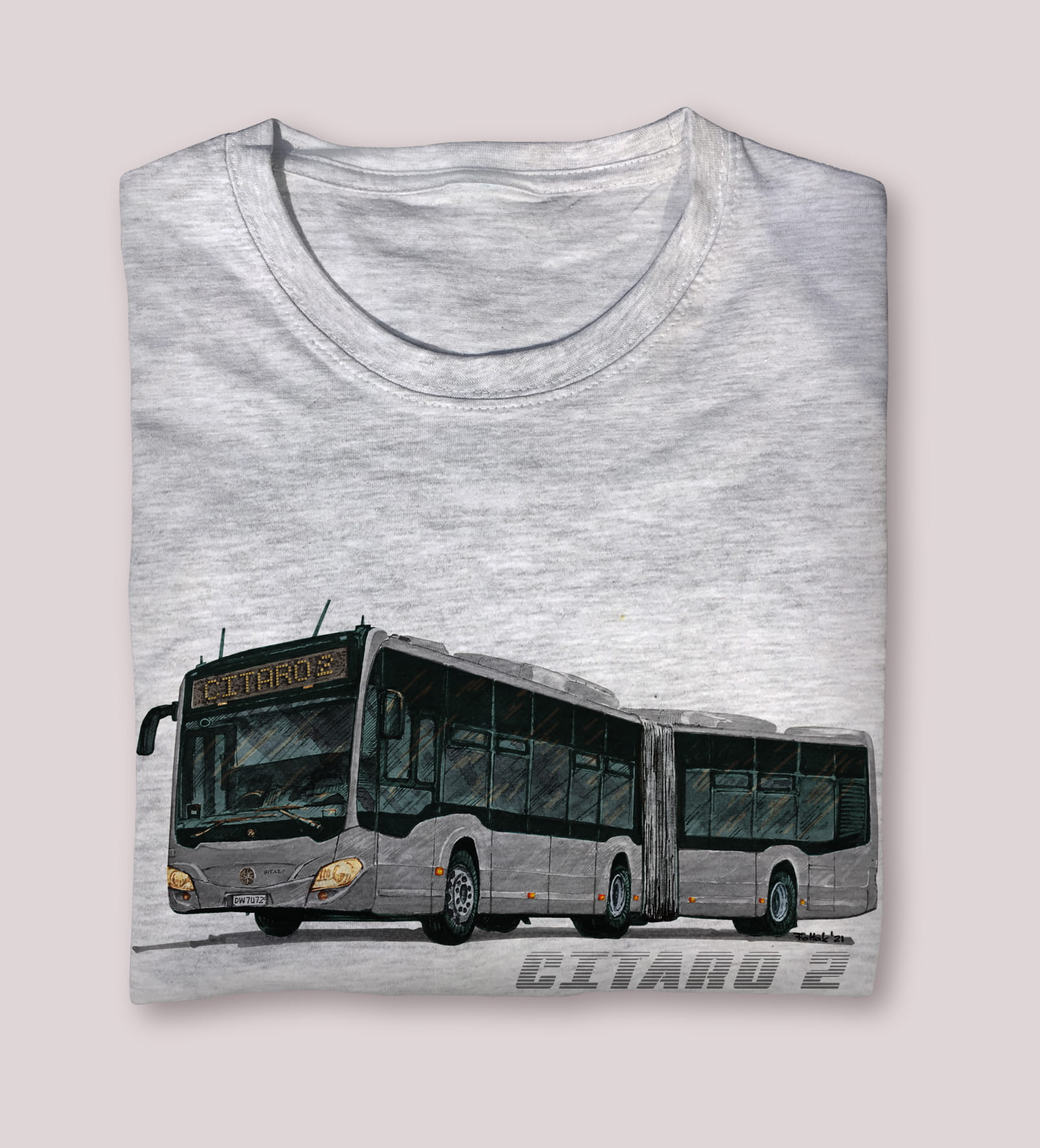 Mercedes-Benz Citaro — koszulka (Kolor koszulki: jasnoszary melanż; Rozmiar: 12 - 14 lat; Rodzaj nadruku: Mercedes-Benz Citaro)