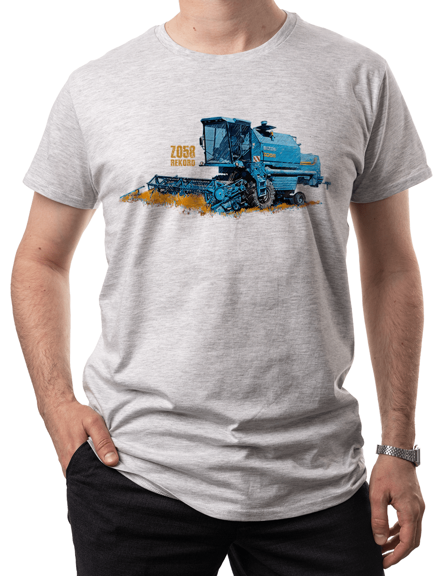 Bizon Rekord — koszulka (Kolor koszulki: jasnoszary melanż; Rozmiar: 4XL (męska); Rodzaj nadruku: Bizon Rekord)