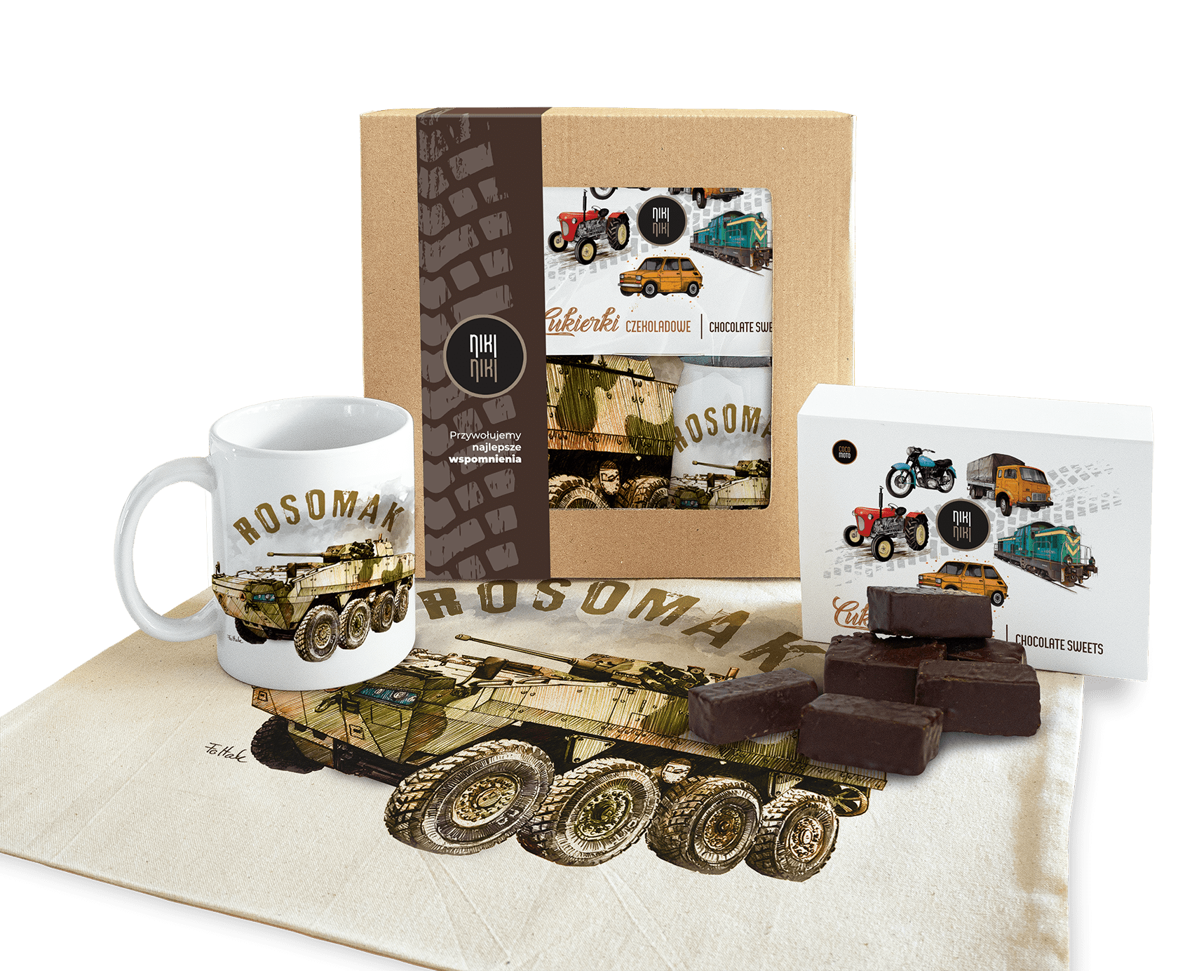 Rosomak — paczka (Zawartość paczki: koszulka, torba, kubek, słodycze; Rozmiar koszulki / bluzy: 5 - 6 lat; Kolor koszulki / bluzy: biały; Rodzaj nadru