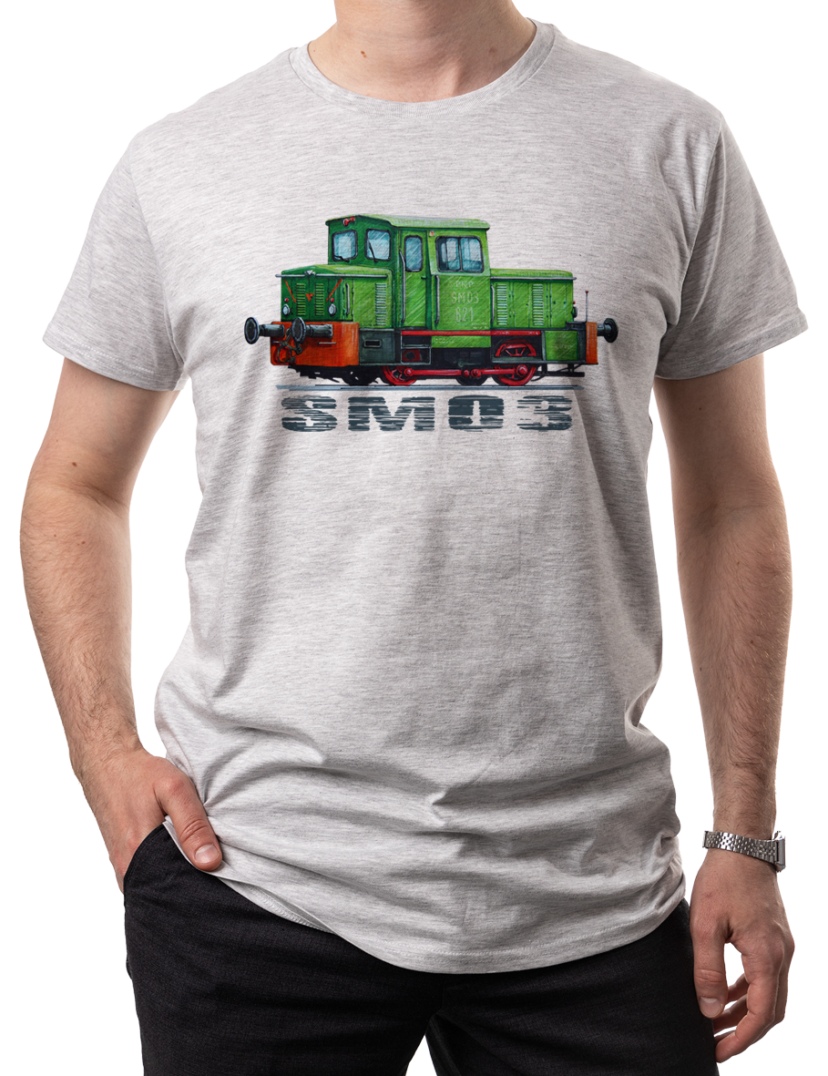 SM03 — koszulka (Kolor koszulki: jasnoszary melanż; Rozmiar: XL (męska); Rodzaj nadruku: SM03)