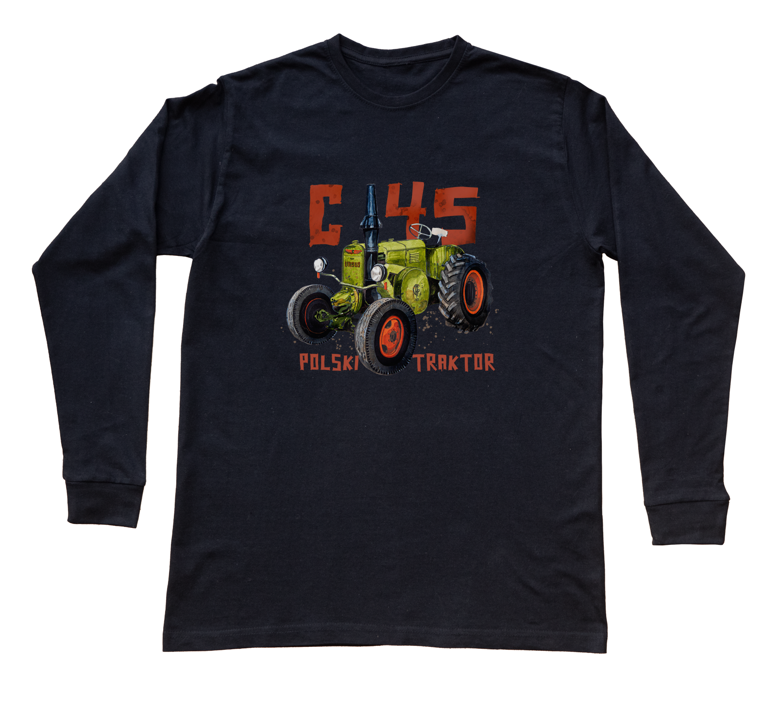 Ursus C-45 — bluzka z długim rękawem (Rozmiar: XXL (dorosła); Kolor koszulki: czarny; Rodzaj nadruku: Ursus C-45)