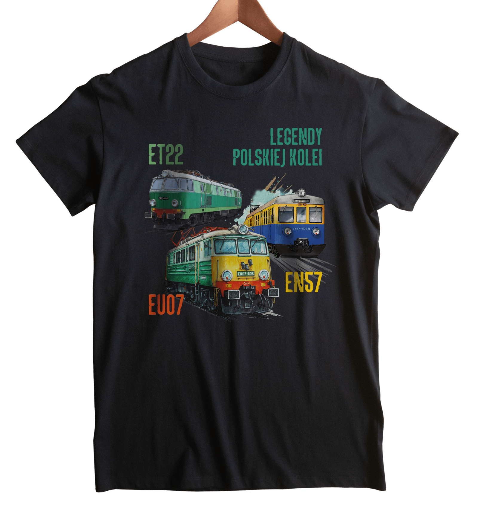 Koszulka dla fana pociągów (Kolor koszulki: czarny; Rozmiar: 3XL (damska); Rodzaj nadruku: KOLMIX)