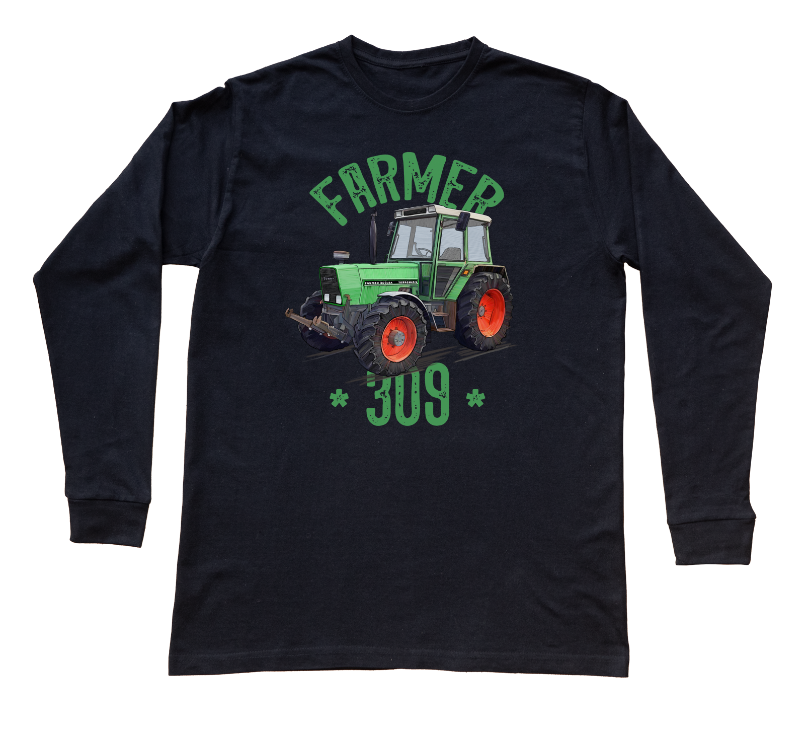 Fendt Farmer — bluzka z długim rękawem (Rozmiar: 7 - 8 lat; Kolor koszulki: czarny; Rodzaj nadruku: Fendt Farmer 309)