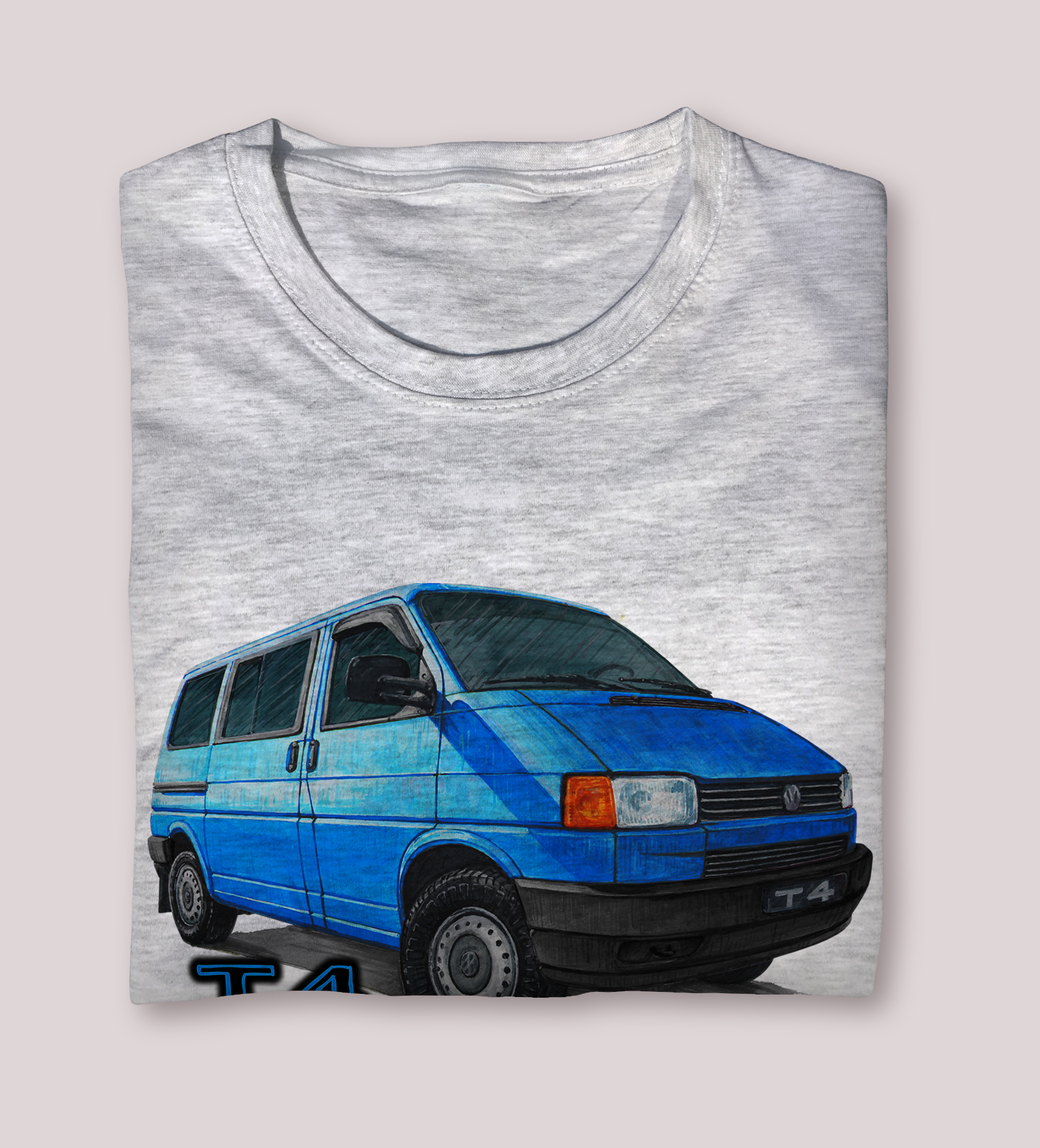VW T4 — koszulka (Kolor koszulki: jasnoszary melanż; Rozmiar: 9 - 11 lat; Rodzaj nadruku: VW T4)