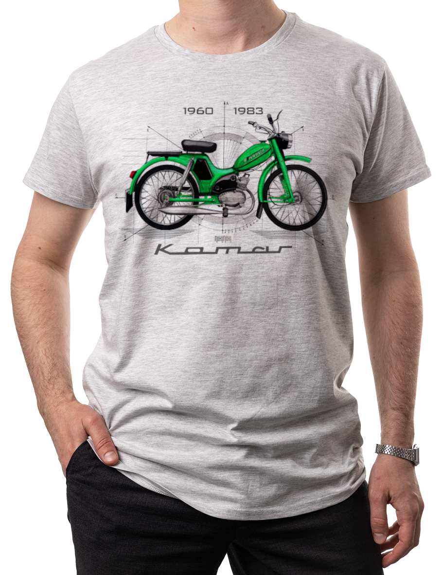 Komar — koszulka (Kolor koszulki: jasnoszary melanż; Rozmiar: 4XL (męska); Rodzaj nadruku: Komar)