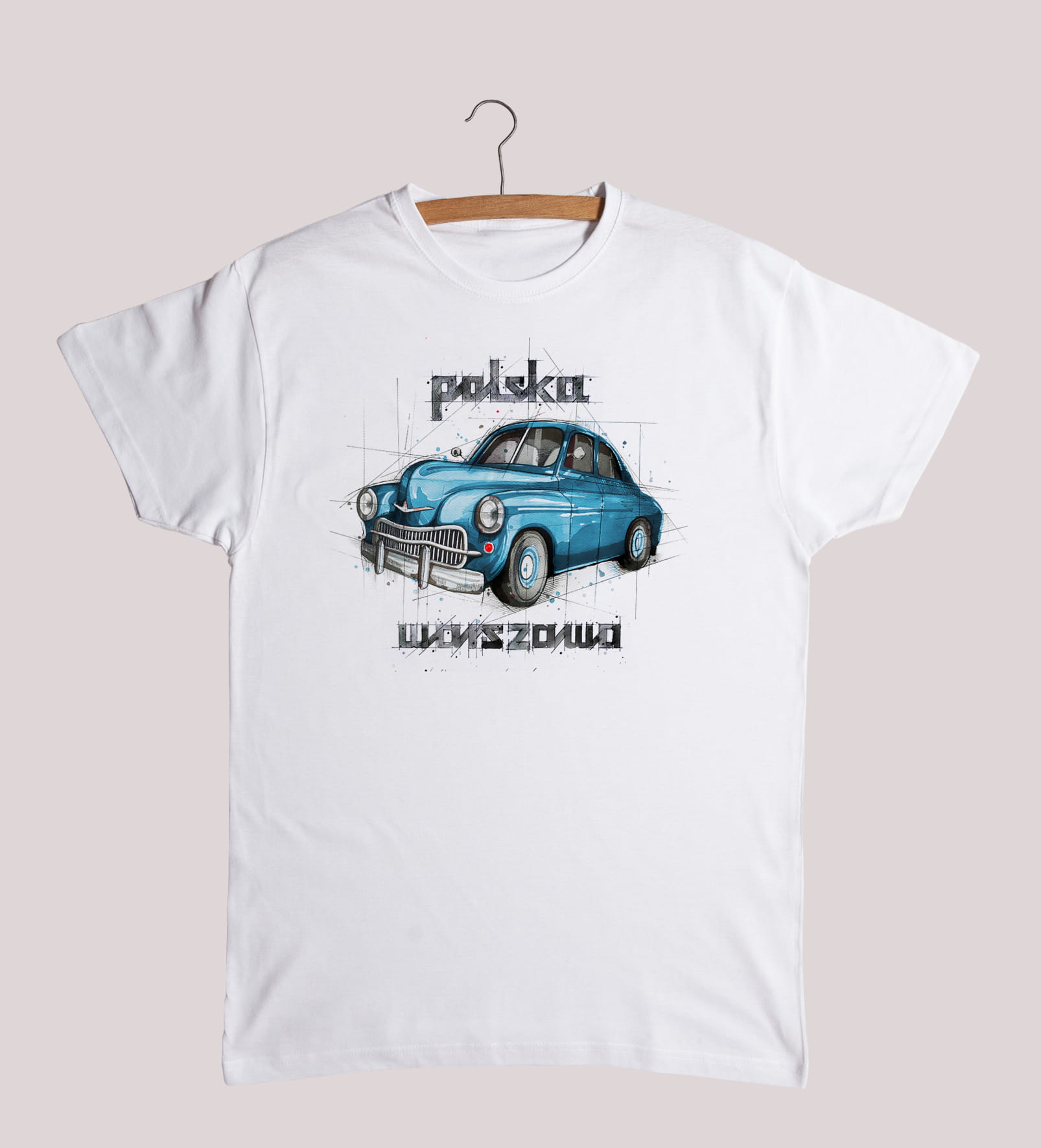 Warszawa — koszulka (Kolor koszulki: biały; Rozmiar: 4XL (męska); Rodzaj nadruku: Warszawa)