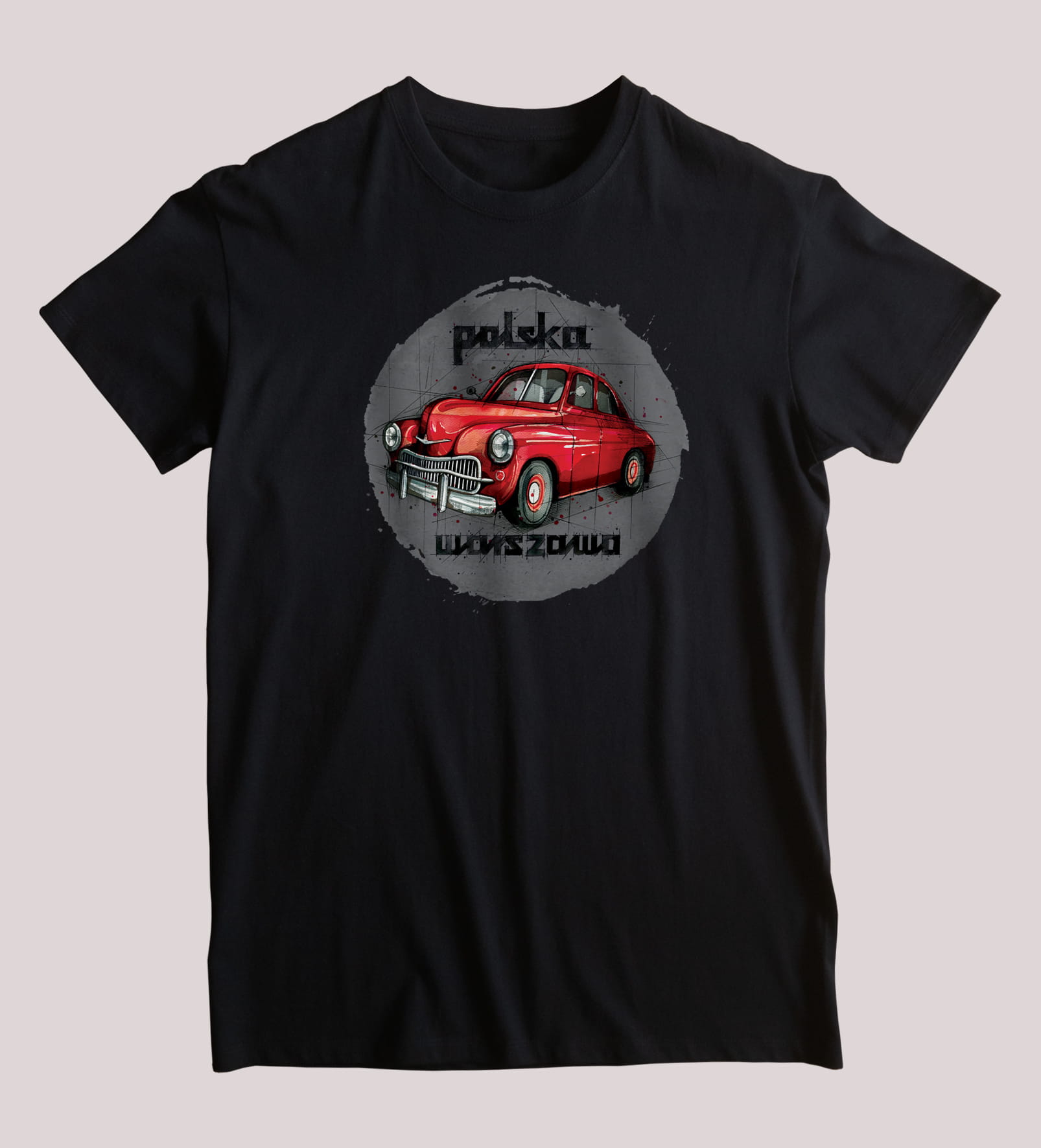 Warszawa — koszulka (Kolor koszulki: czarny; Rozmiar: 4XL (męska); Rodzaj nadruku: Warszawa)