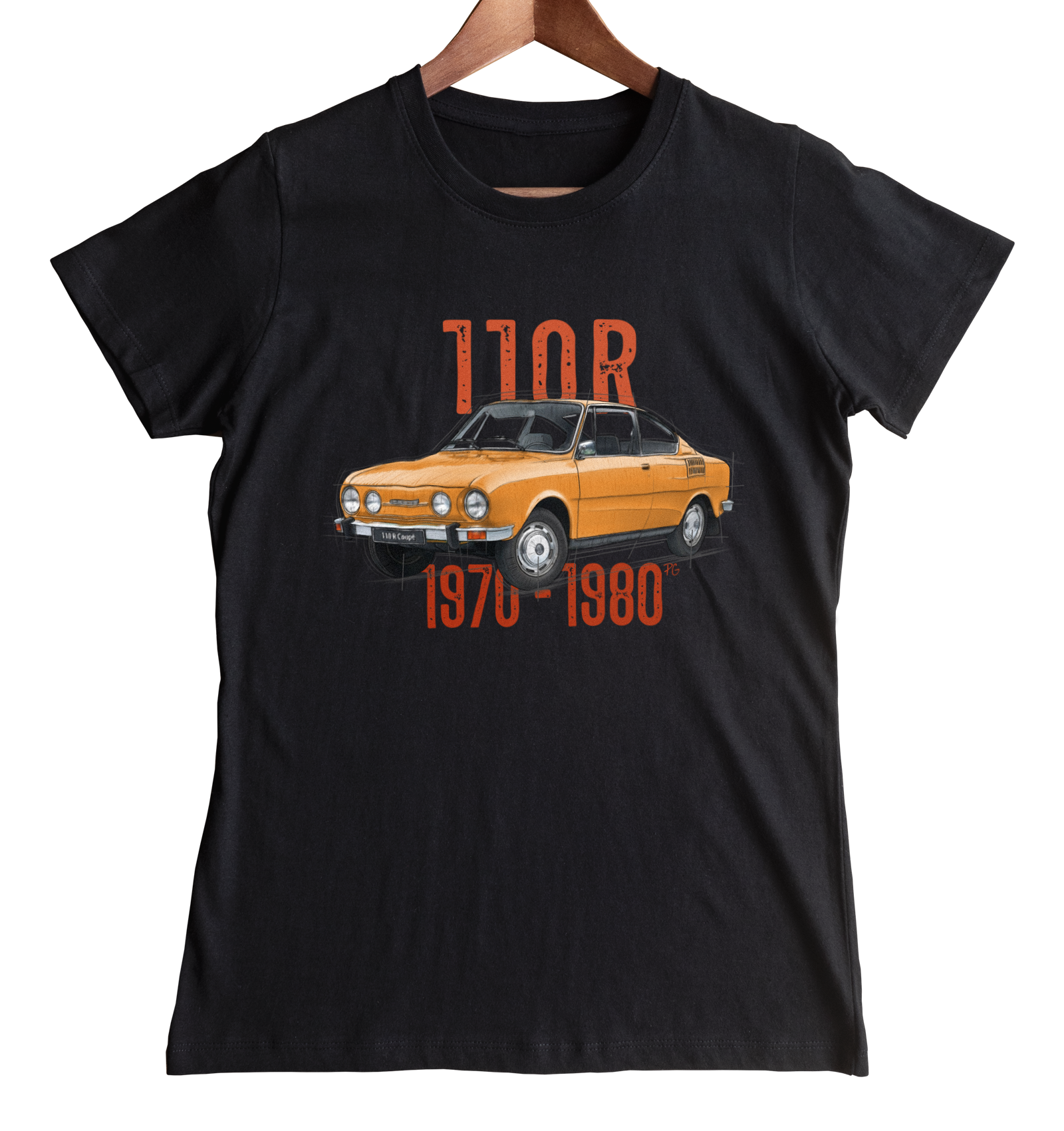 Škoda 110 R — koszulka (Kolor koszulki: czarny; Rozmiar: XXL (damska); Rodzaj nadruku: Škoda 110 R)