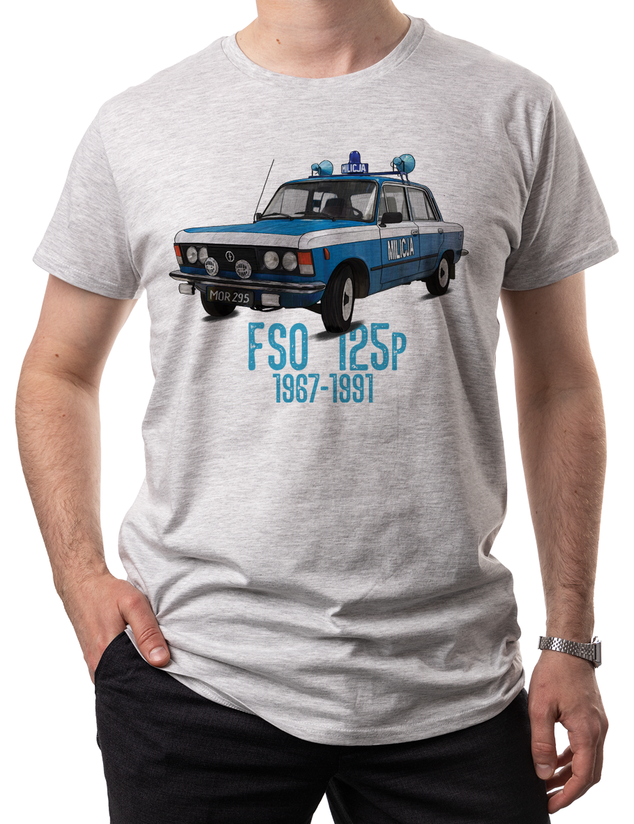 FSO 125p MO — koszulka (Kolor koszulki: jasnoszary melanż; Rozmiar: 3XL (męska); Rodzaj nadruku: FSO 125p MO — Milicja)