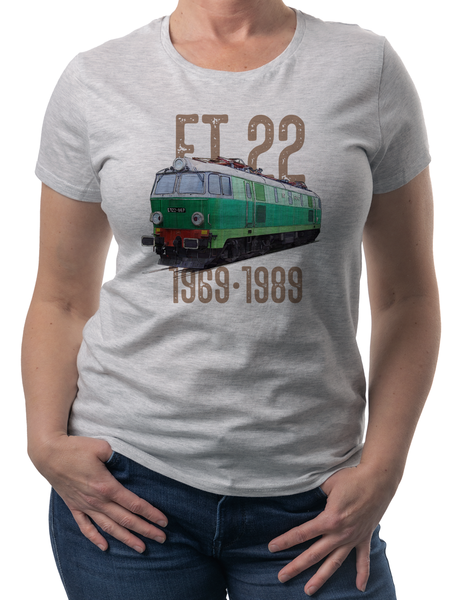 ET22 Byk — koszulka (Kolor koszulki: jasnoszary melanż; Rozmiar: S (damska); Rodzaj nadruku: ET22 Byk)