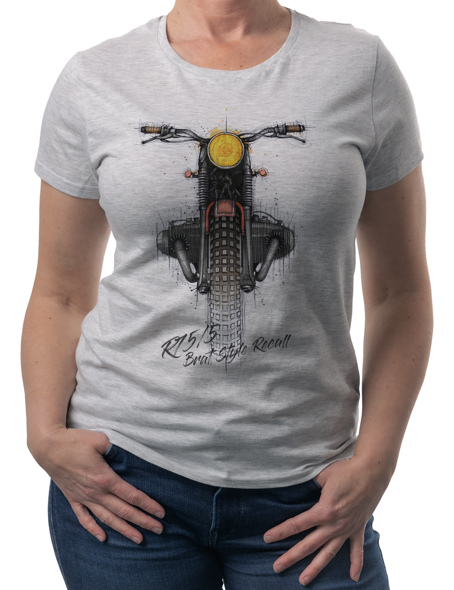 BMW R 75/5 — koszulka (Kolor koszulki: jasnoszary melanż; Rozmiar: 3XL (damska); Rodzaj nadruku: R 75/5)