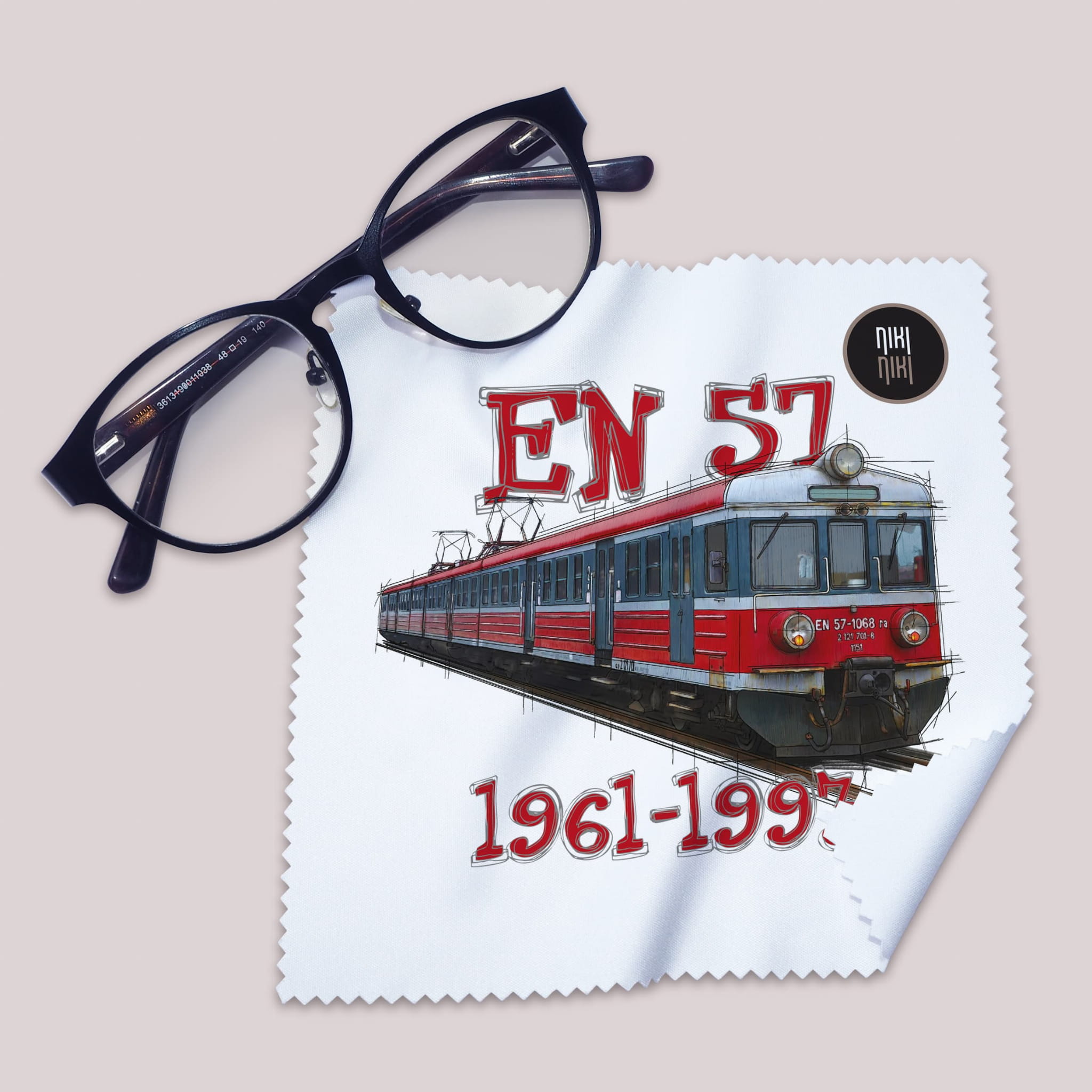 EN57 Regio — ściereczka (Kolor nadruku: czerwony; Rodzaj nadruku: EN57 Regio)