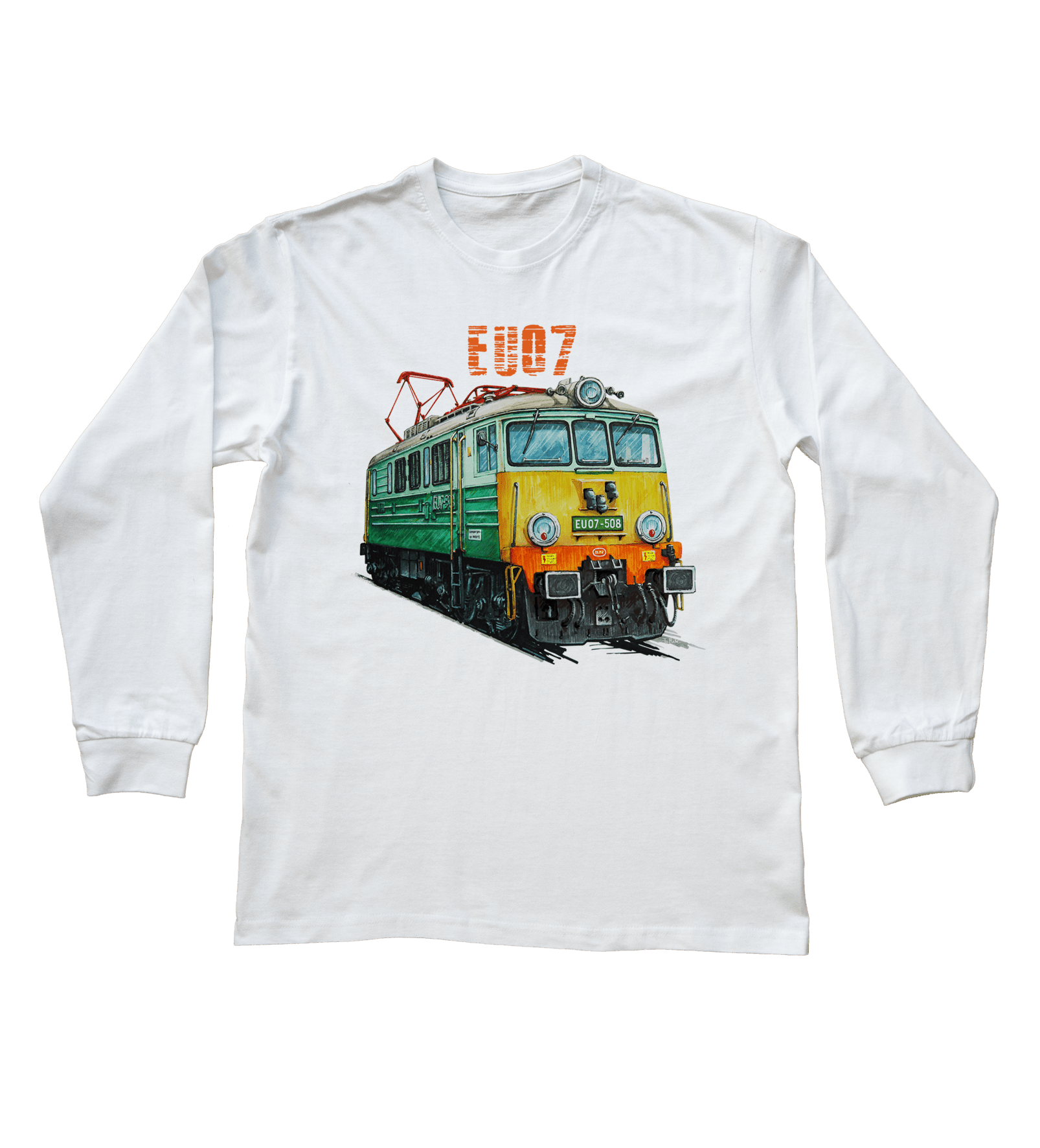 EU07 — bluzka z długim rękawem (Rozmiar: XL (dorosła); Kolor koszulki: biały; Rodzaj nadruku: EU07)