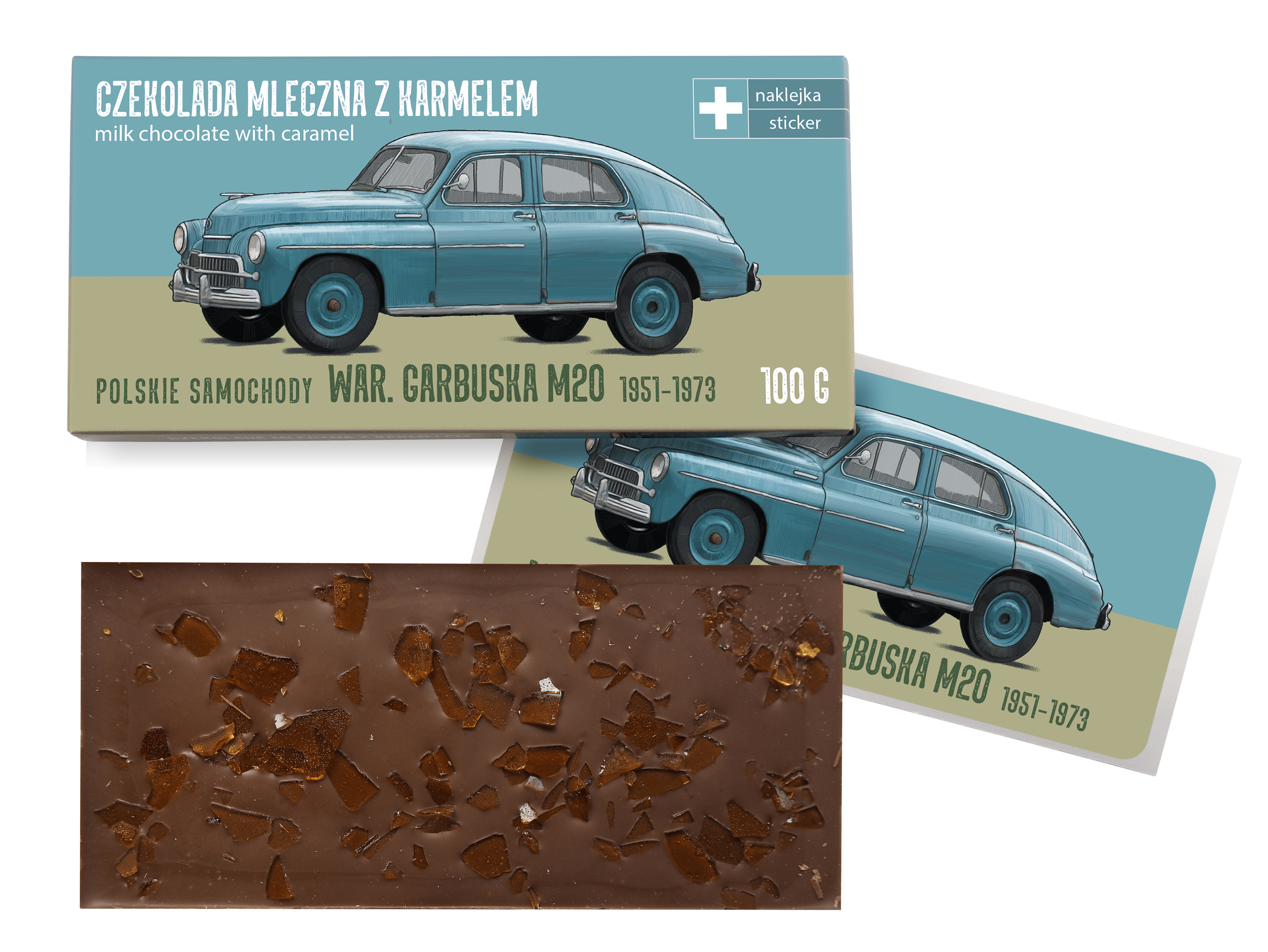 Warszawa — czekolada mleczna z karmelem z naklejką& CocoMoto