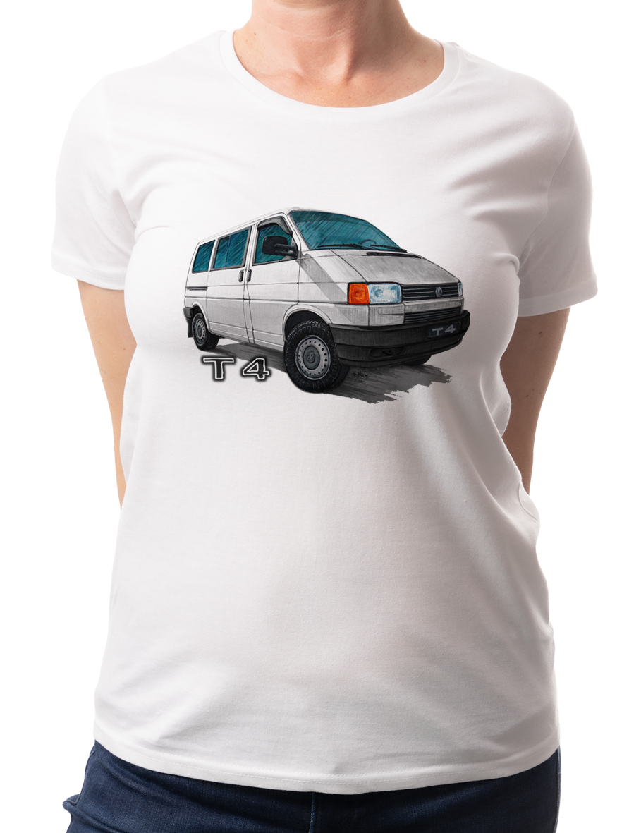 VW T4 — koszulka (Kolor koszulki: biały; Rozmiar: L (damska); Rodzaj nadruku: VW T4)